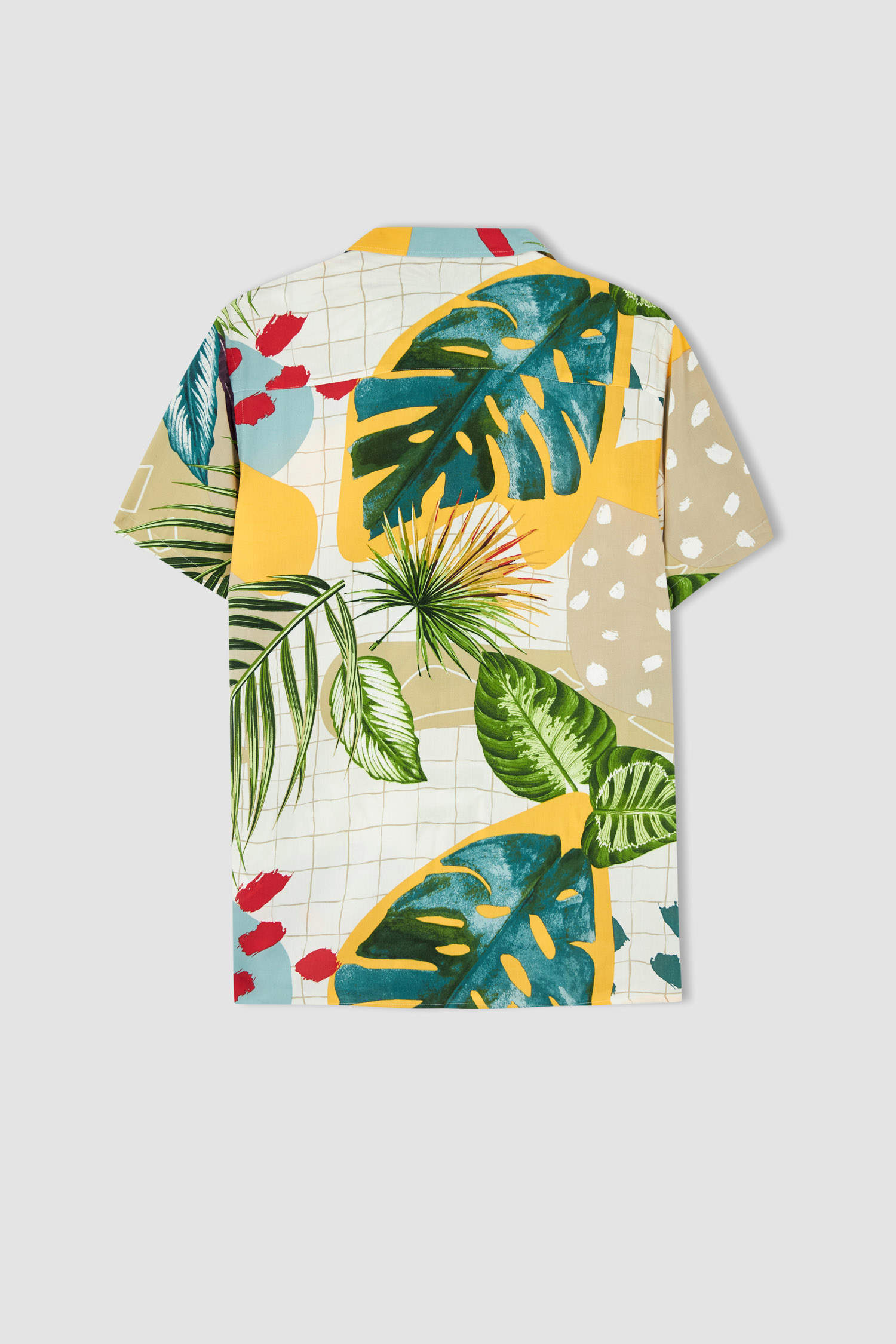 Defacto Regular Fit Apaş Yaka Kısa Kollu Hawaii Gömlek. 4