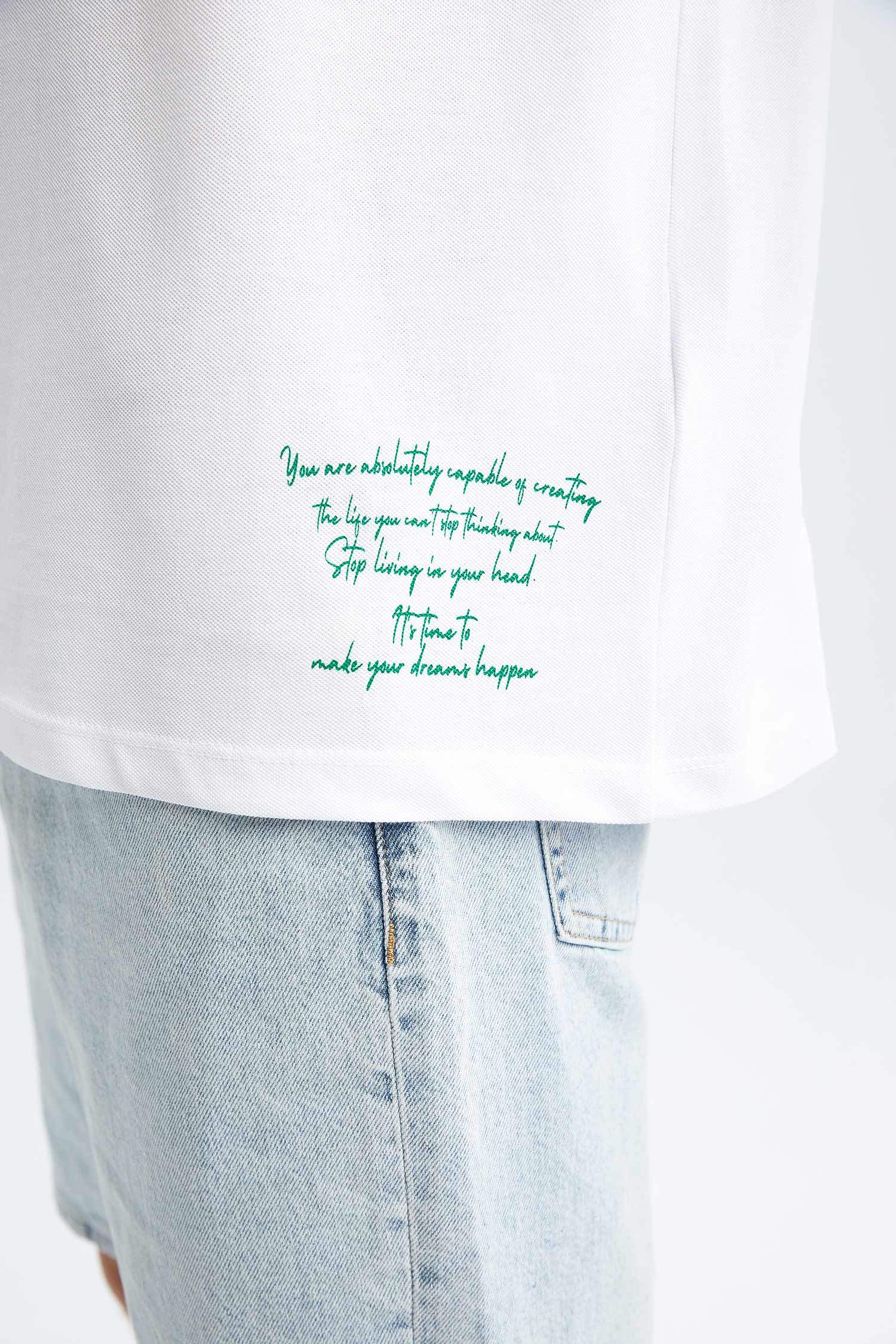 Футболка поло квадратного кроя с принтом из хлопка