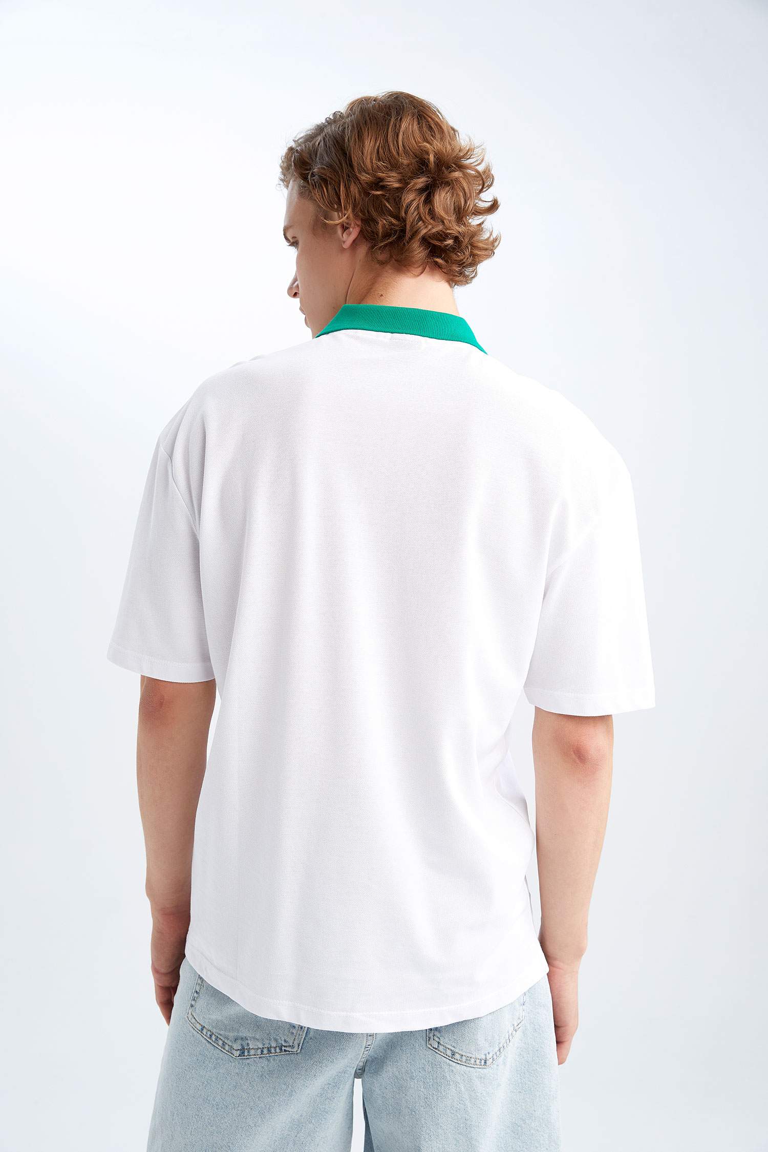 Футболка поло квадратного кроя с принтом из хлопка