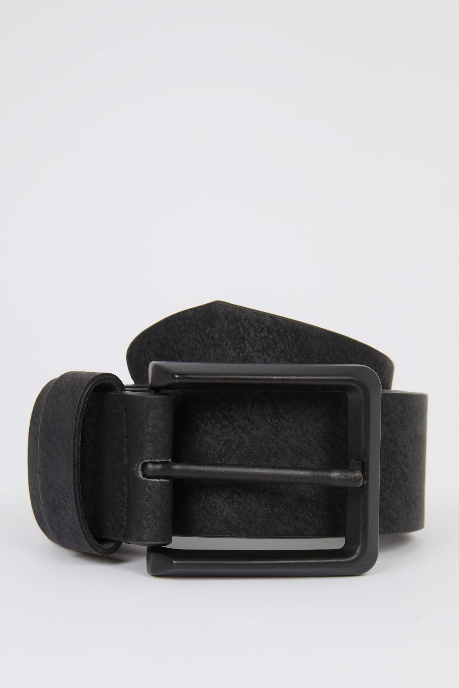 Men Rectangle Buckle Faux Leather Belt