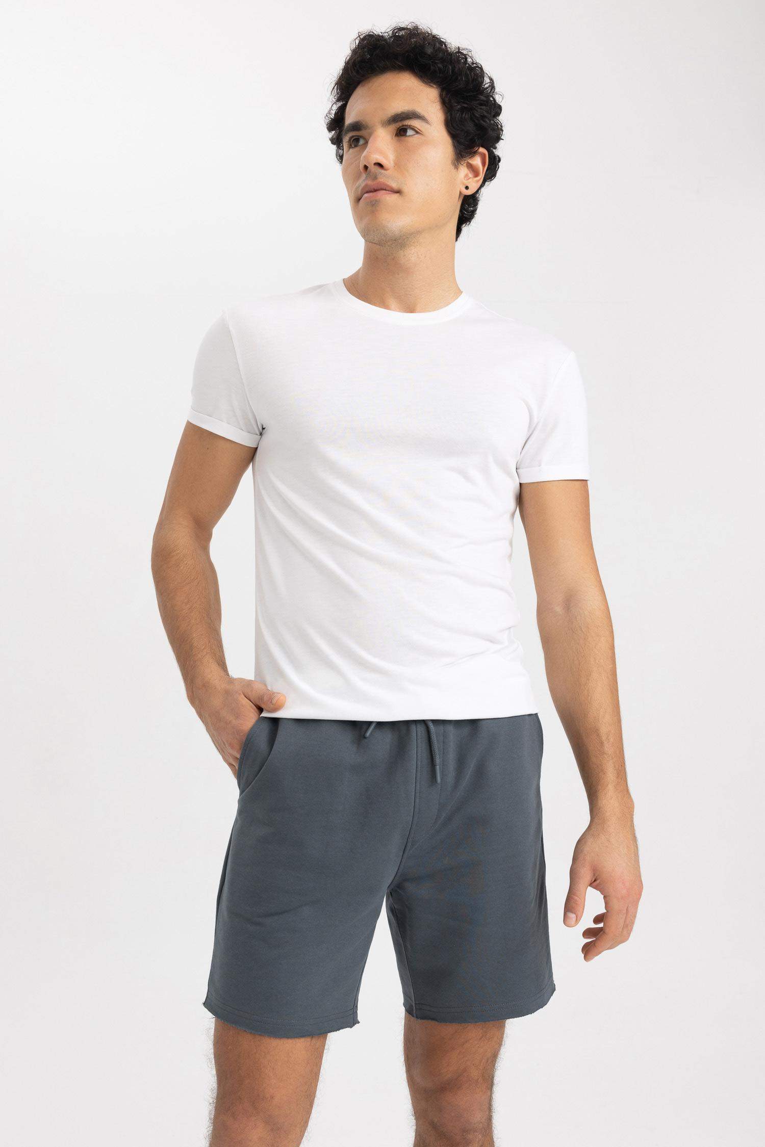 Short court basique en coton à Coupe slim