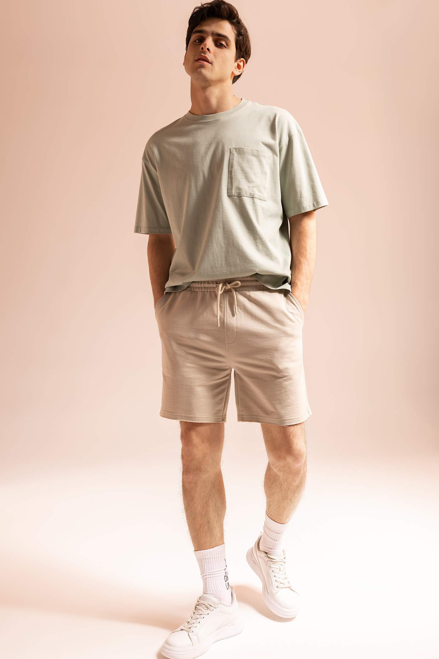 Short court basique en coton à Coupe slim