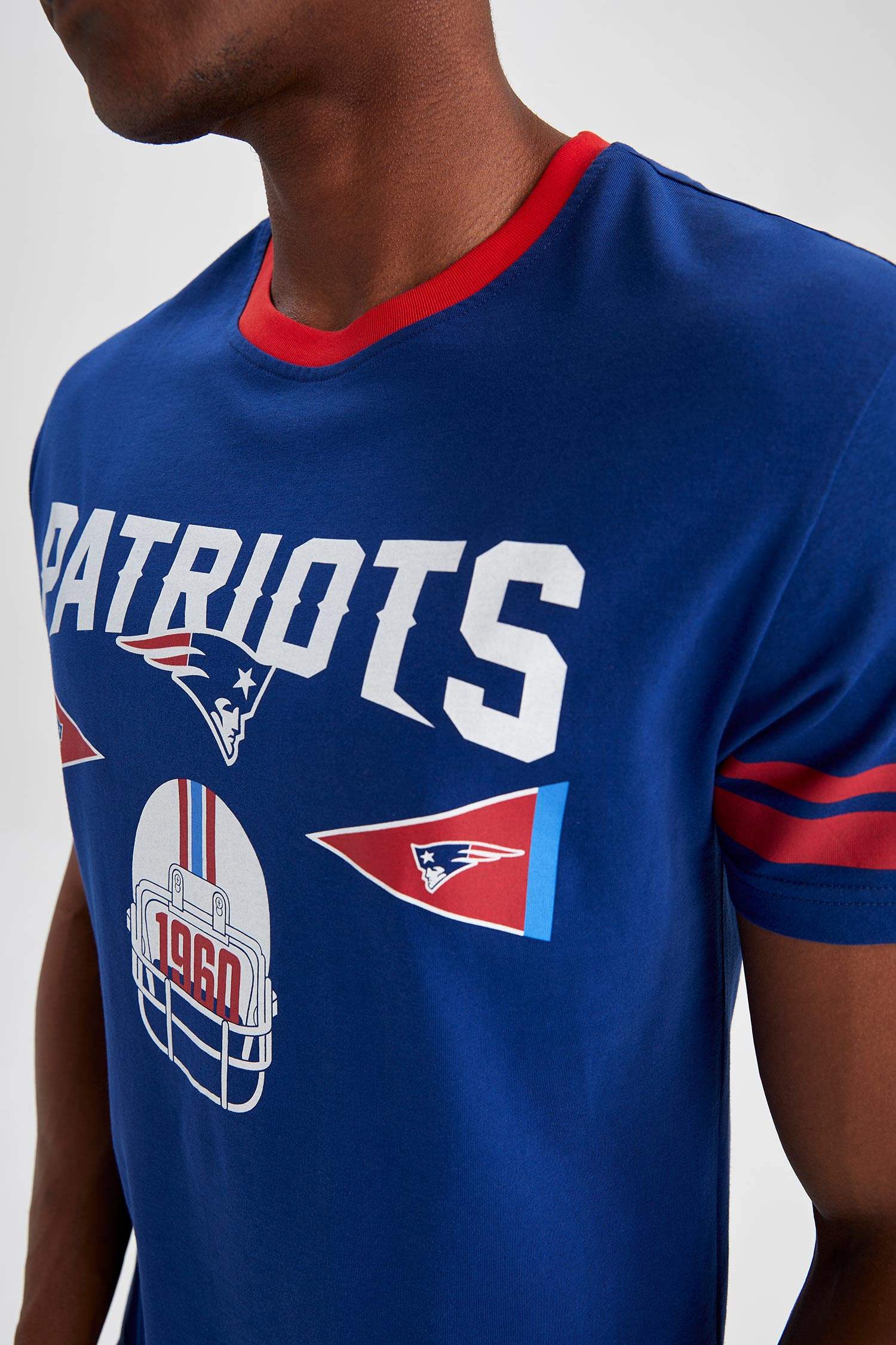 Defacto Fit New England Patriots Regular Fit Pamuklu Penye Tişört. 4