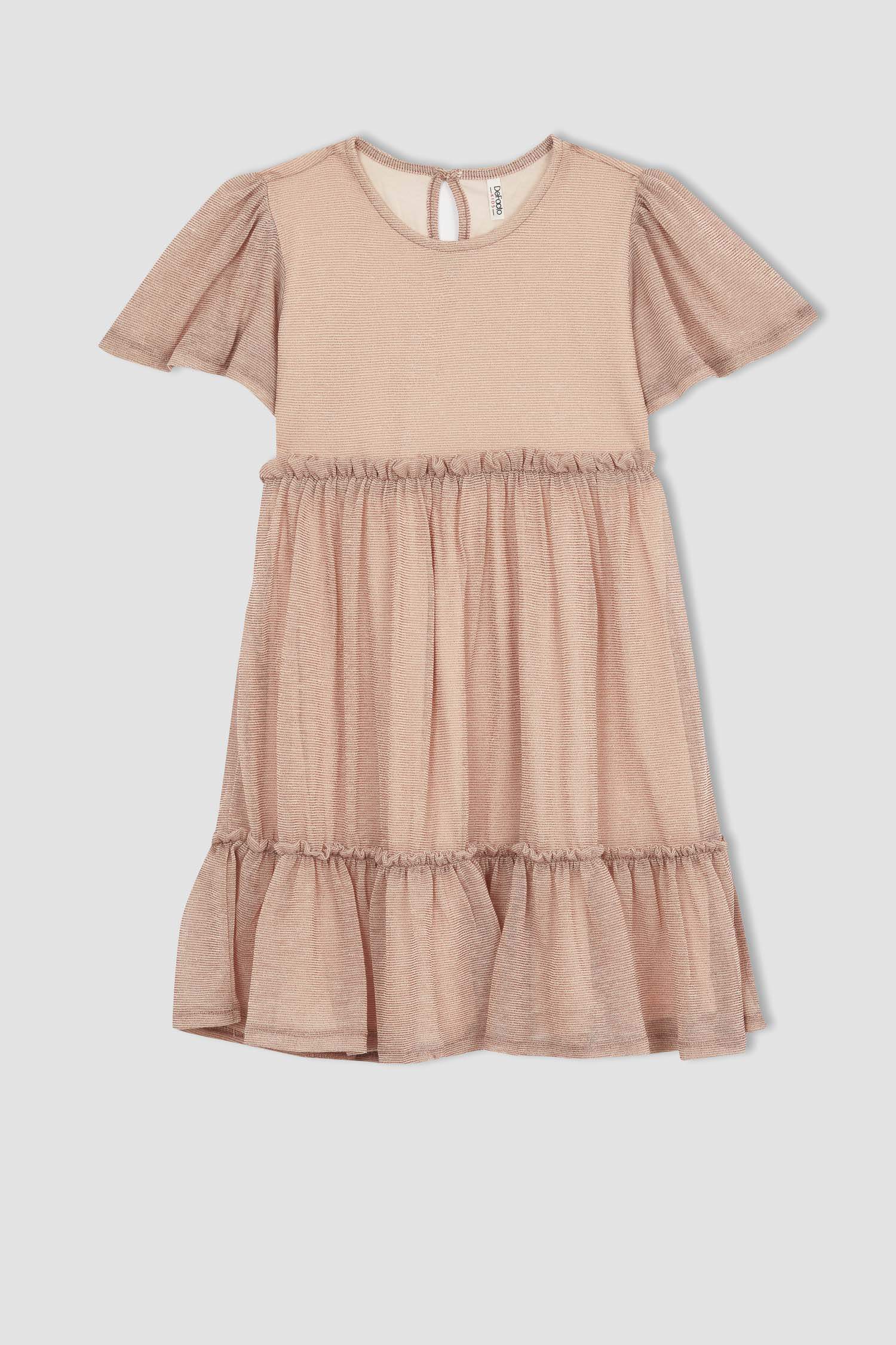 Платье стандартного кроя с круглым вырезом для девочек