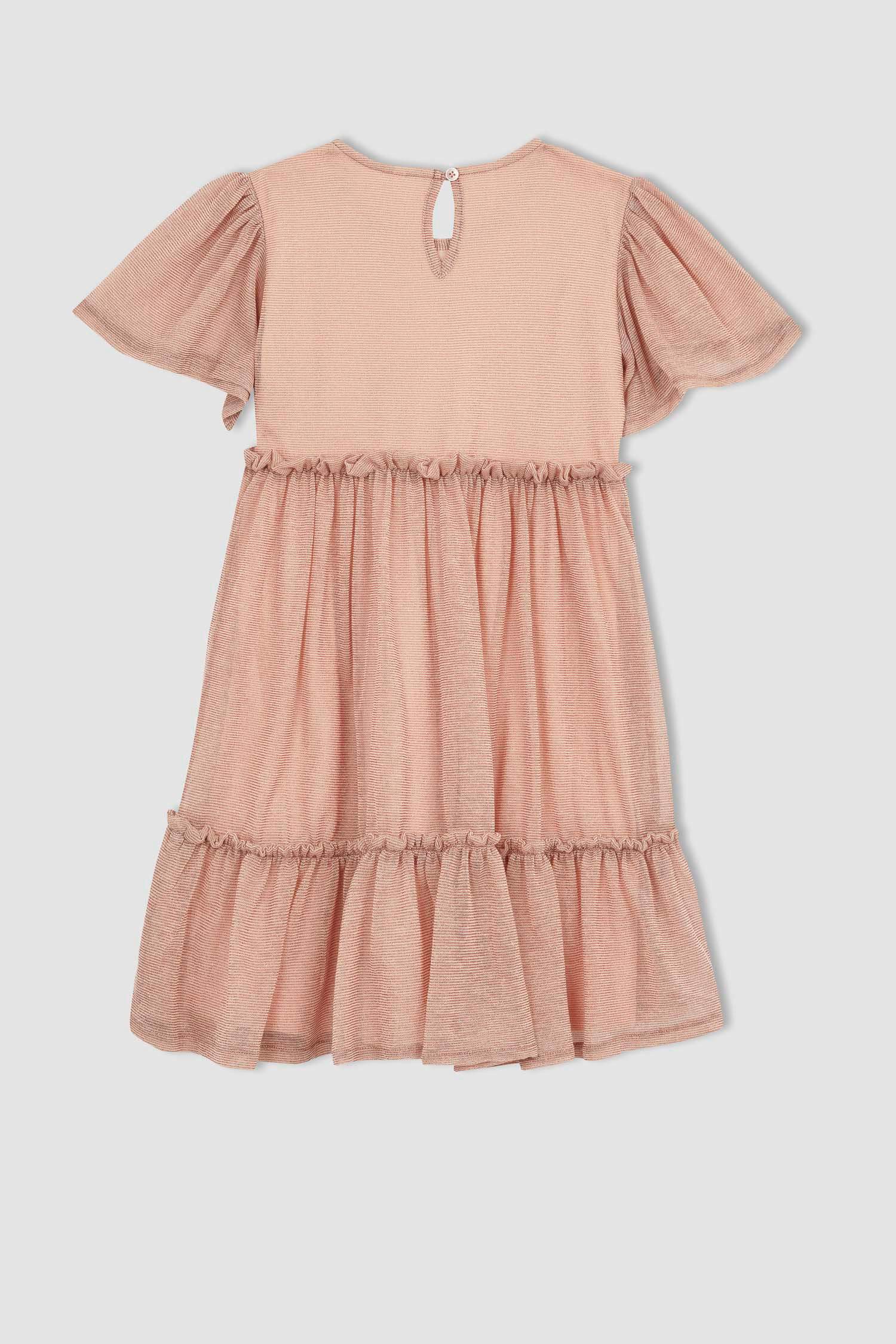 Платье стандартного кроя с круглым вырезом для девочек