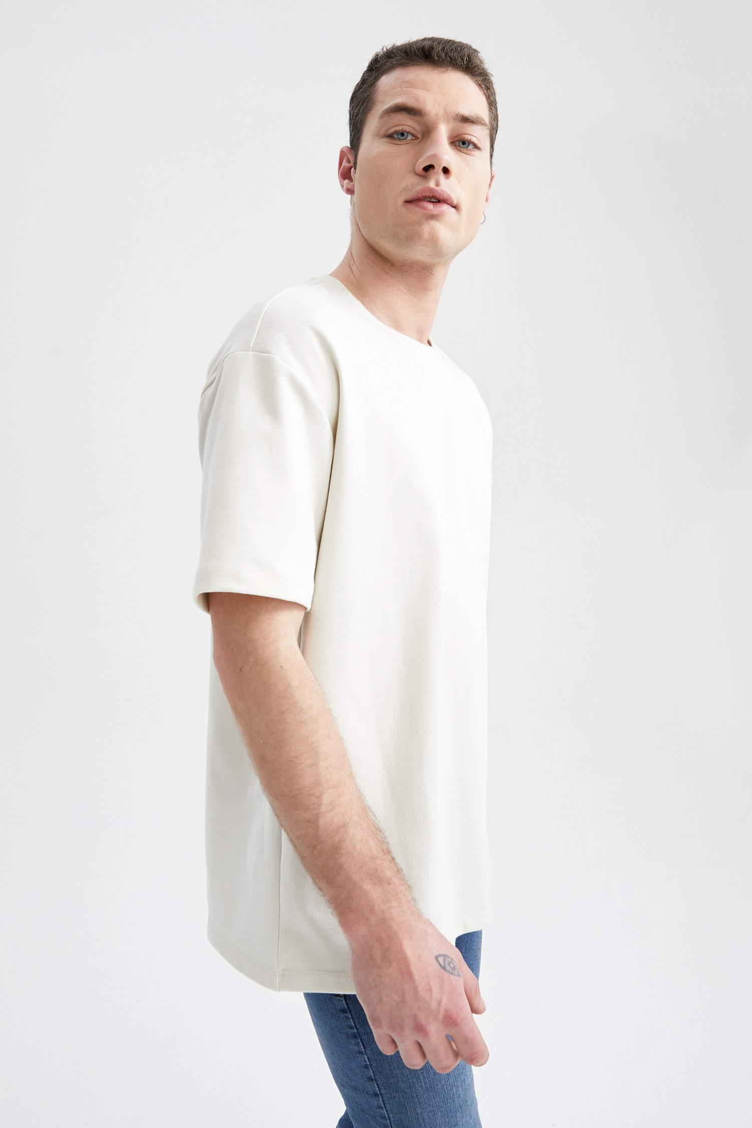 Beige MAN Boxy Fit Short Sleeve T-Shirt 