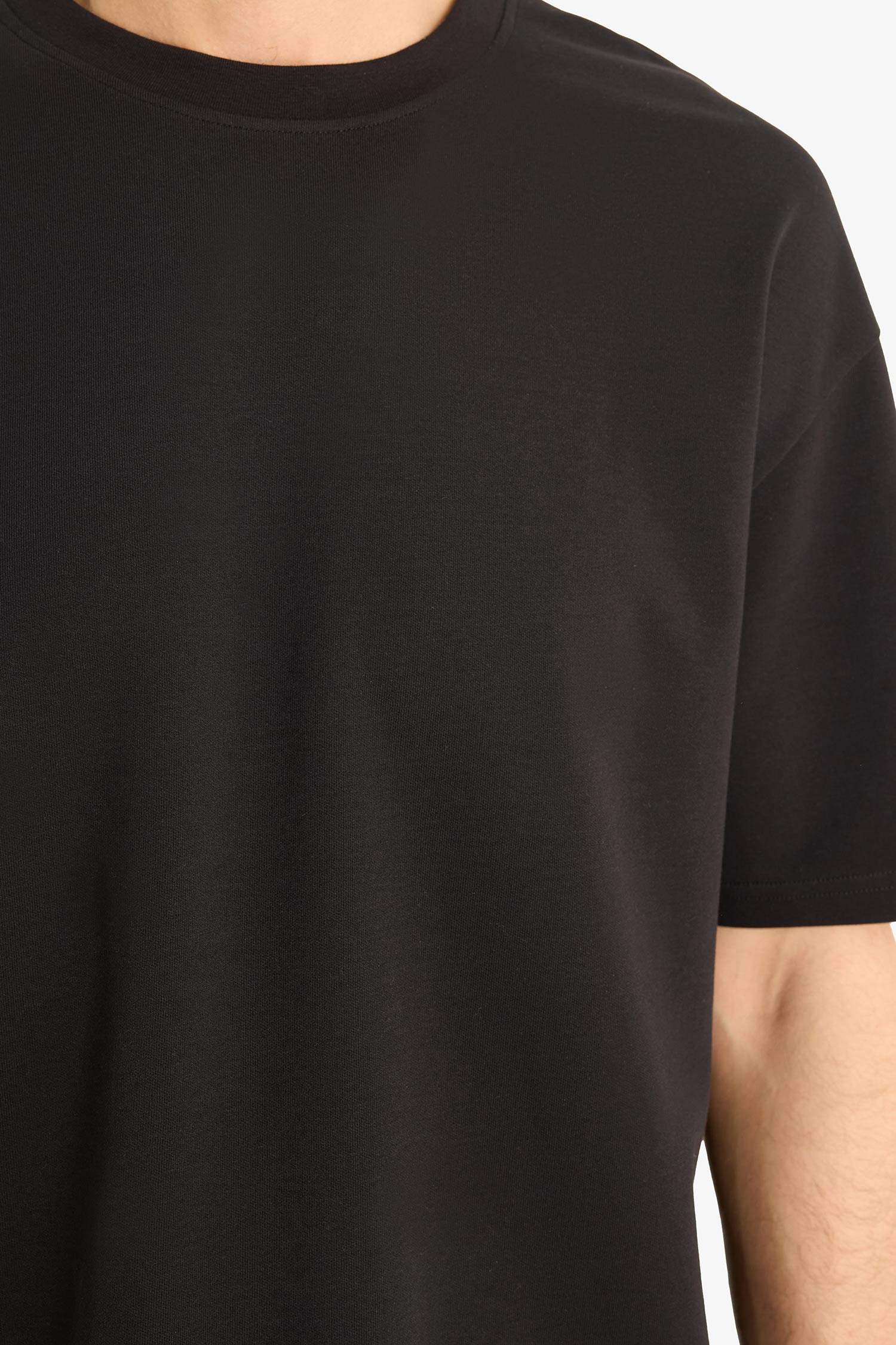 Oversize Geniş Kalıp Bisiklet Yaka Ağır Kumaş Basic Düz Kısa Kollu Tişört