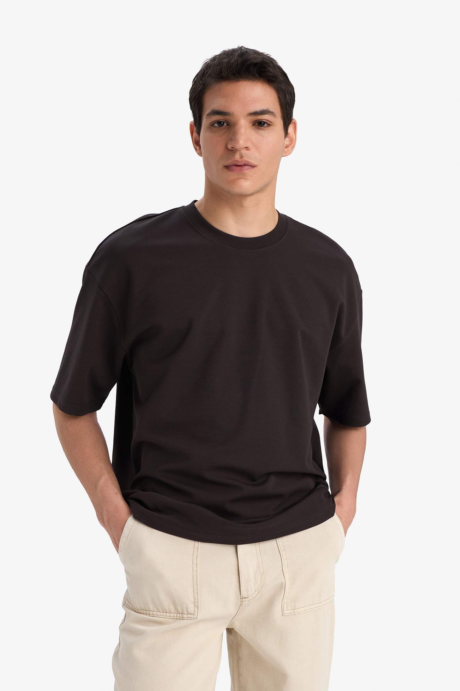 Оверсайз, свободный крой, круглый вырез, футболка с коротким рукавом