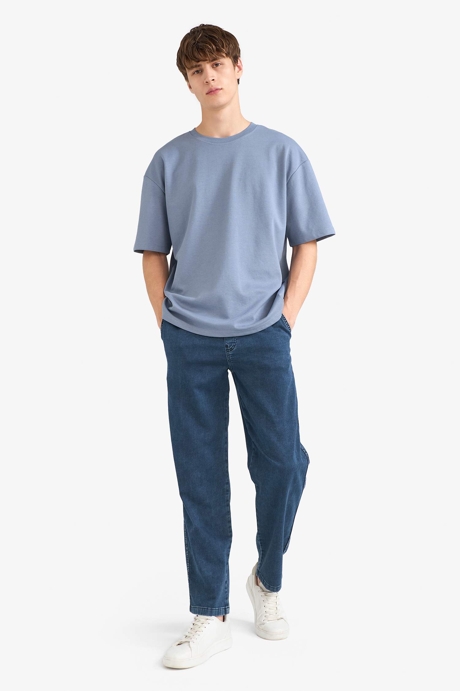 تيشيرت اوفر سايز نص ردن ياخة مستديرة