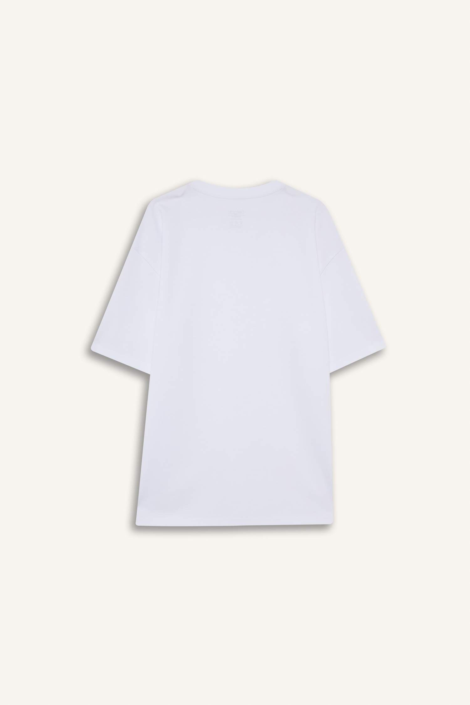 Oversize Geniş Kalıp Bisiklet Yaka Ağır Kumaş Basic Düz Kısa Kollu Tişört