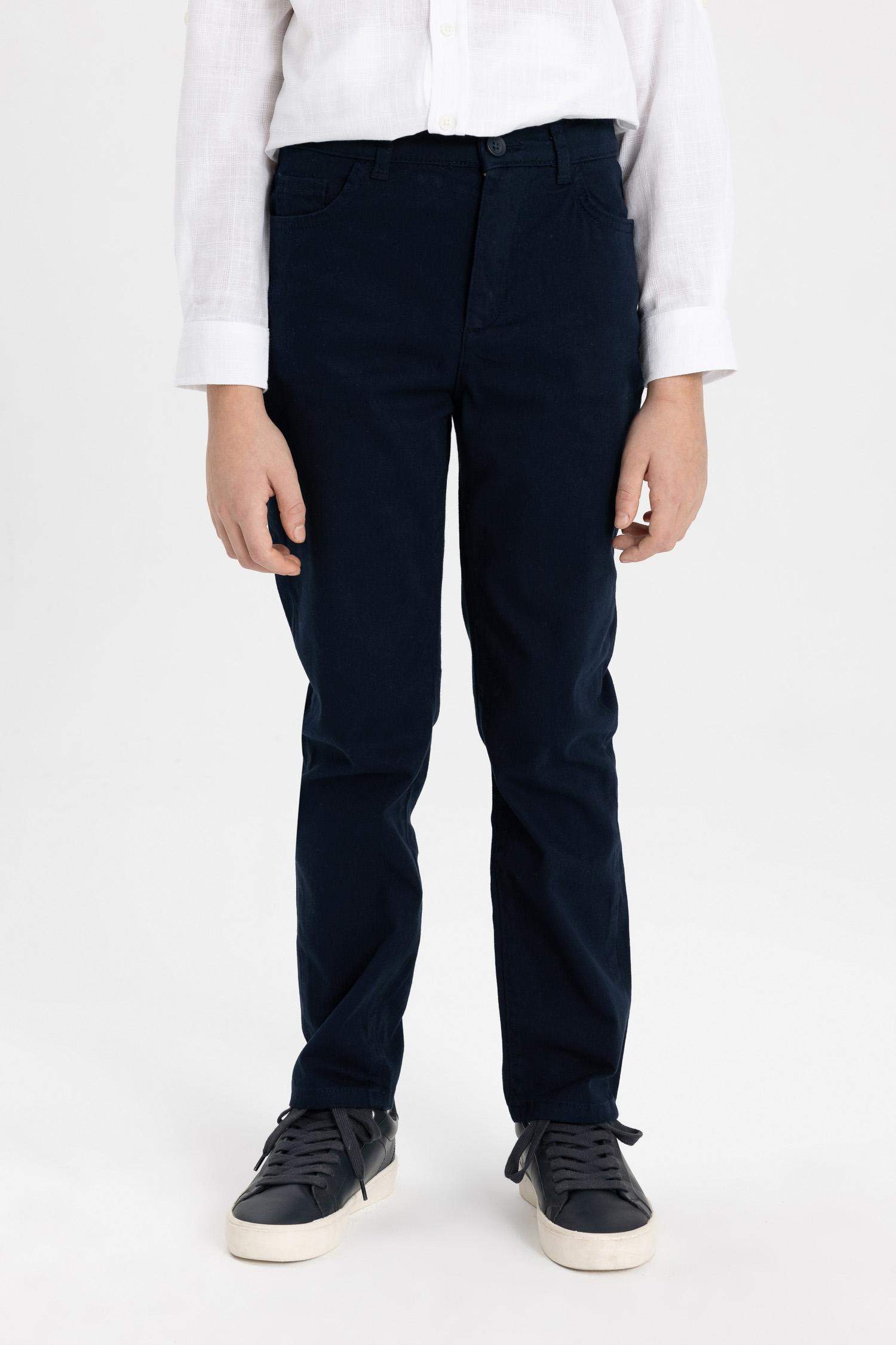 Boy Navy Blue Straight Leg Gabardine Trousers