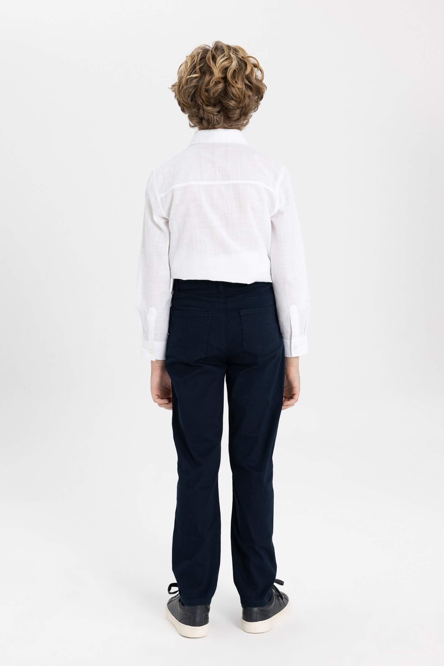 Boy Navy Blue Straight Leg Gabardine Trousers