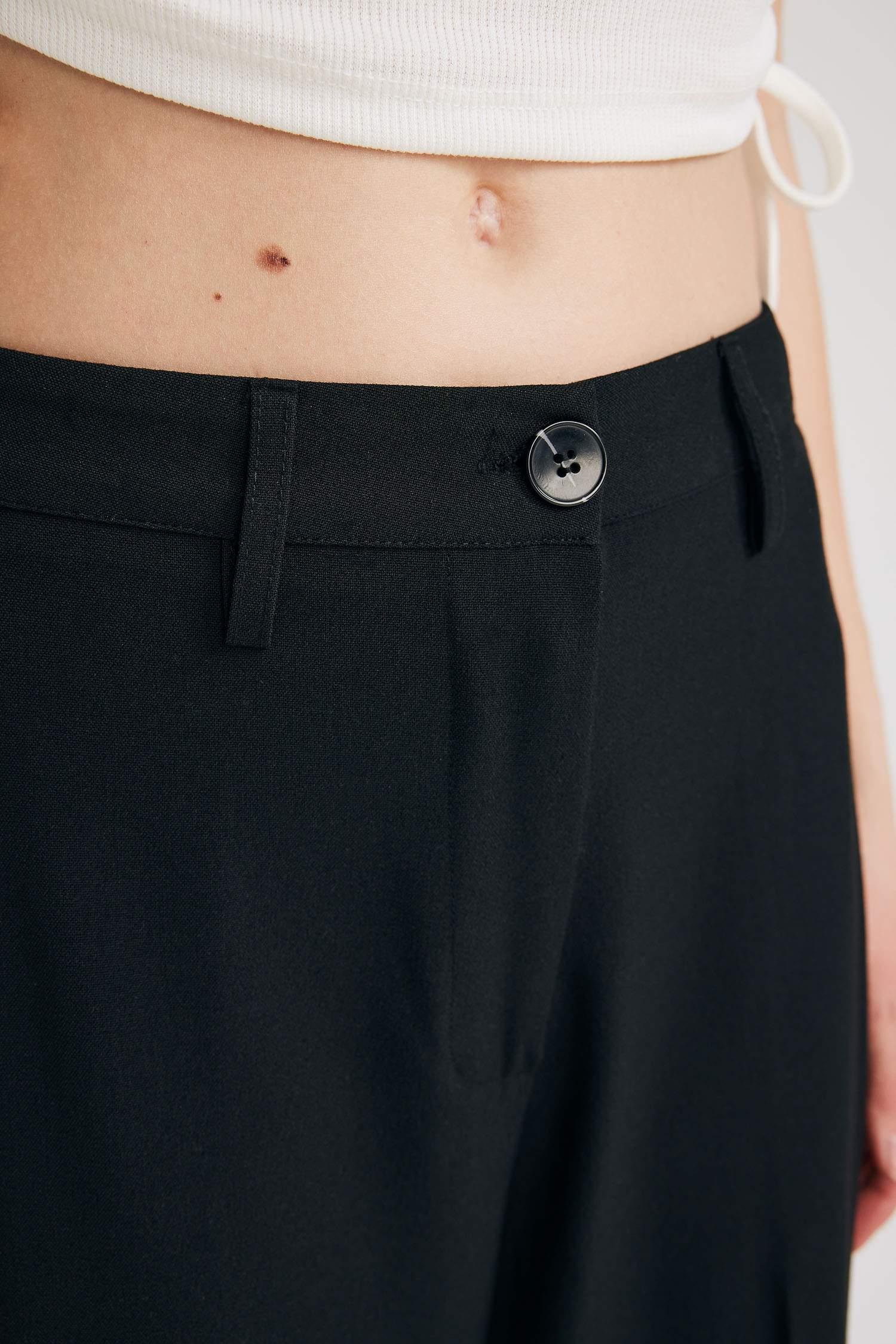 بنطلون وايد ليج بخصر عادي