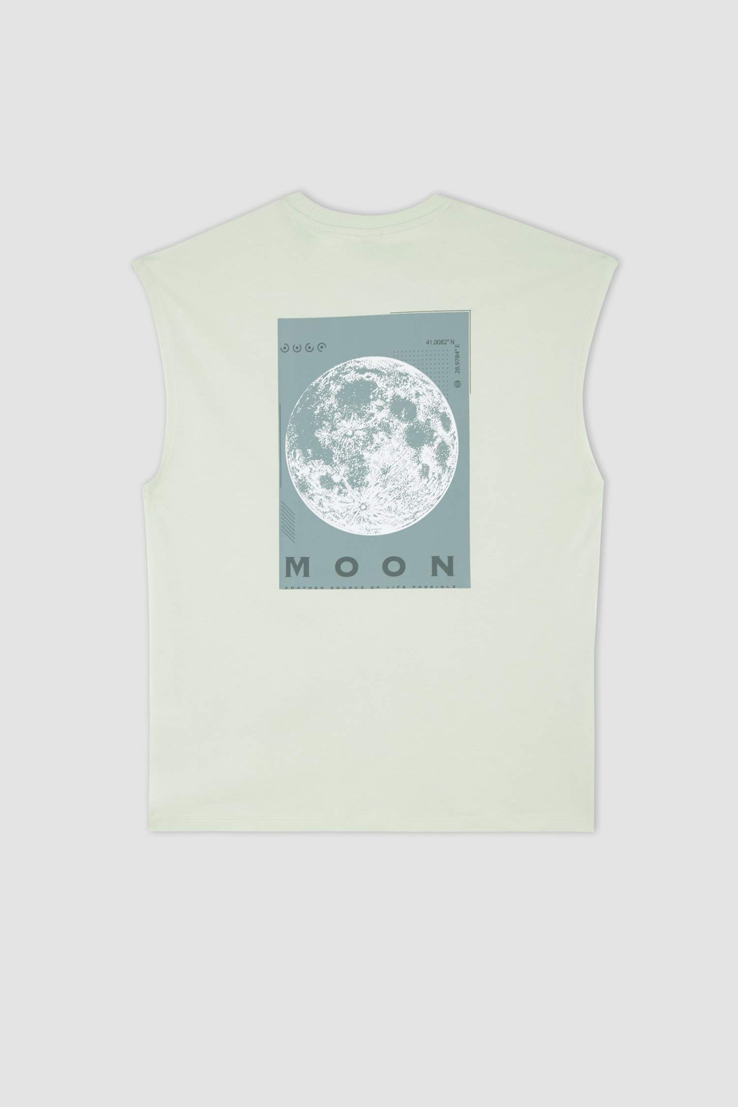 Oversize Fit Bisiklet Yaka Sırt Baskılı Pamuklu Penye Atlet