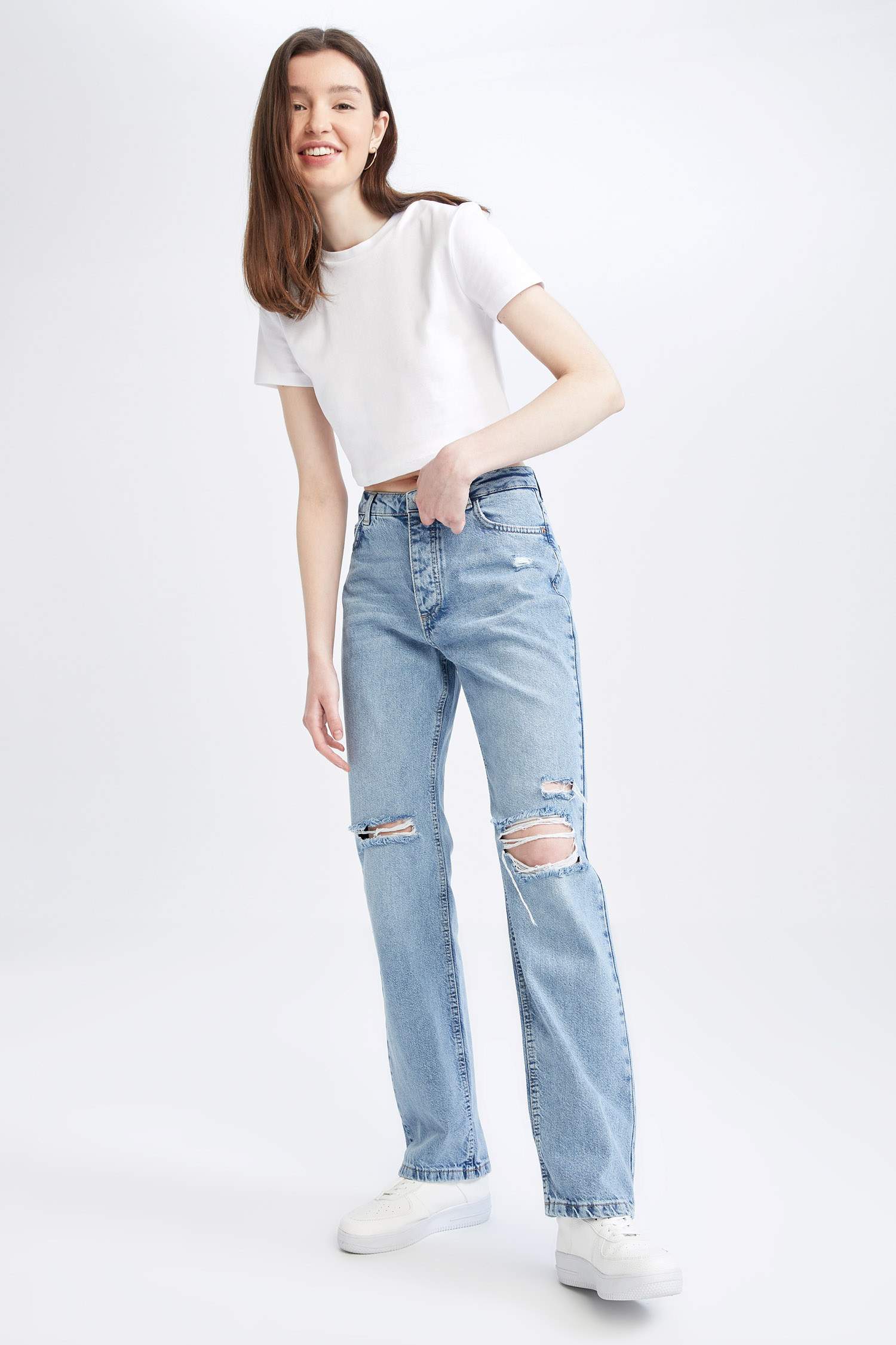 Defacto Boyfriend Düşük Bel Yırtık Detaylı Jean Pantolon. 9