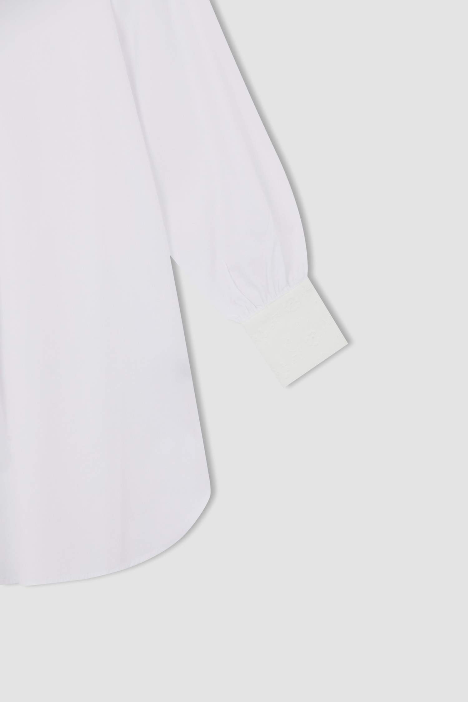 تونيكة كم طويل بوبلين قصة عادية بياقة مستديرة