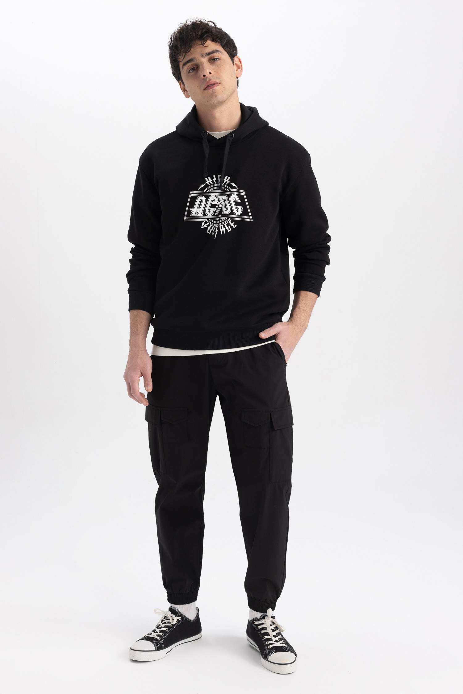 AC/DC Regular Fit Kapüşonlu Sweatshirt