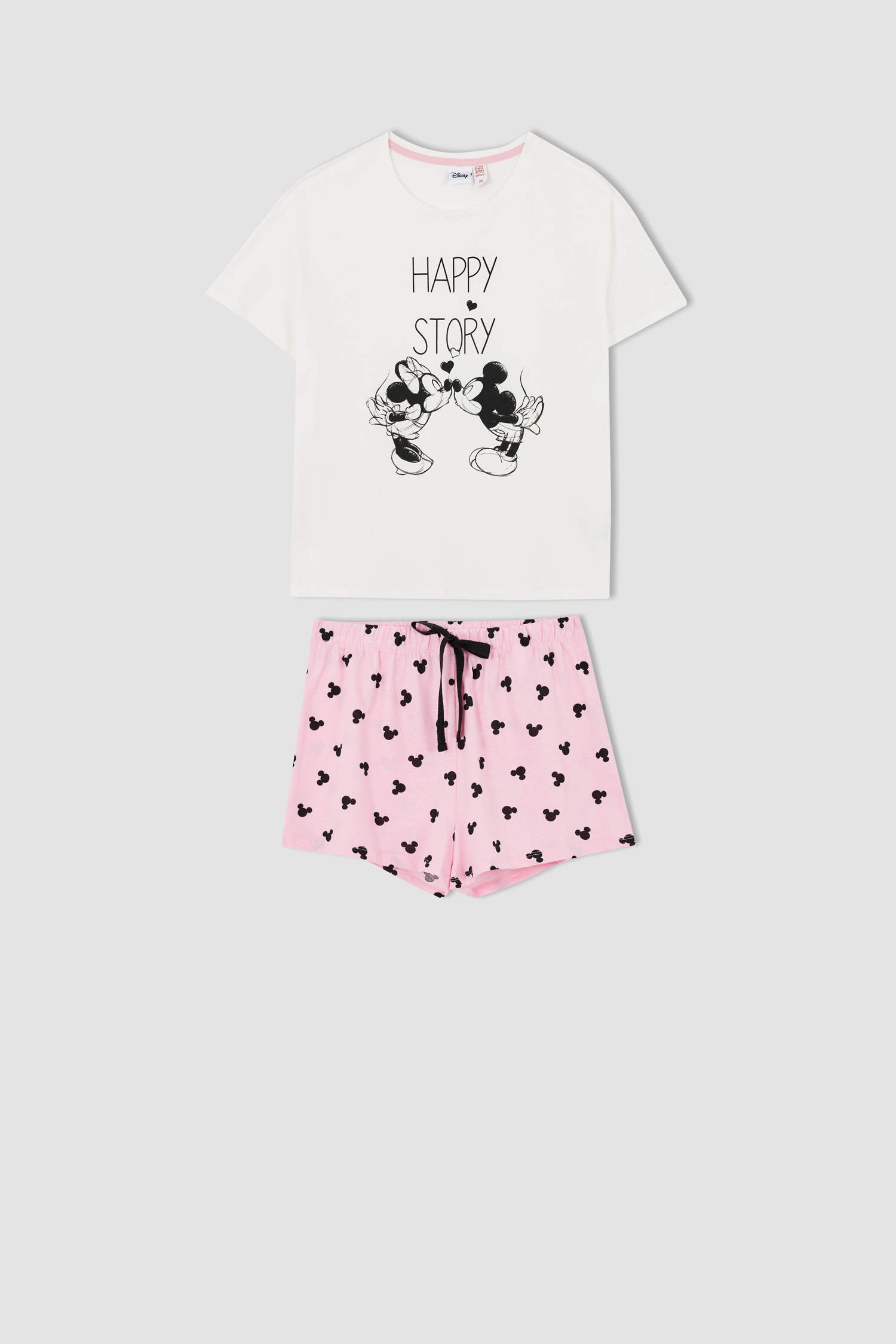 Defacto Fall in Love Disney Mickey & Minnie Regular Fit Pijama Takımı. 5