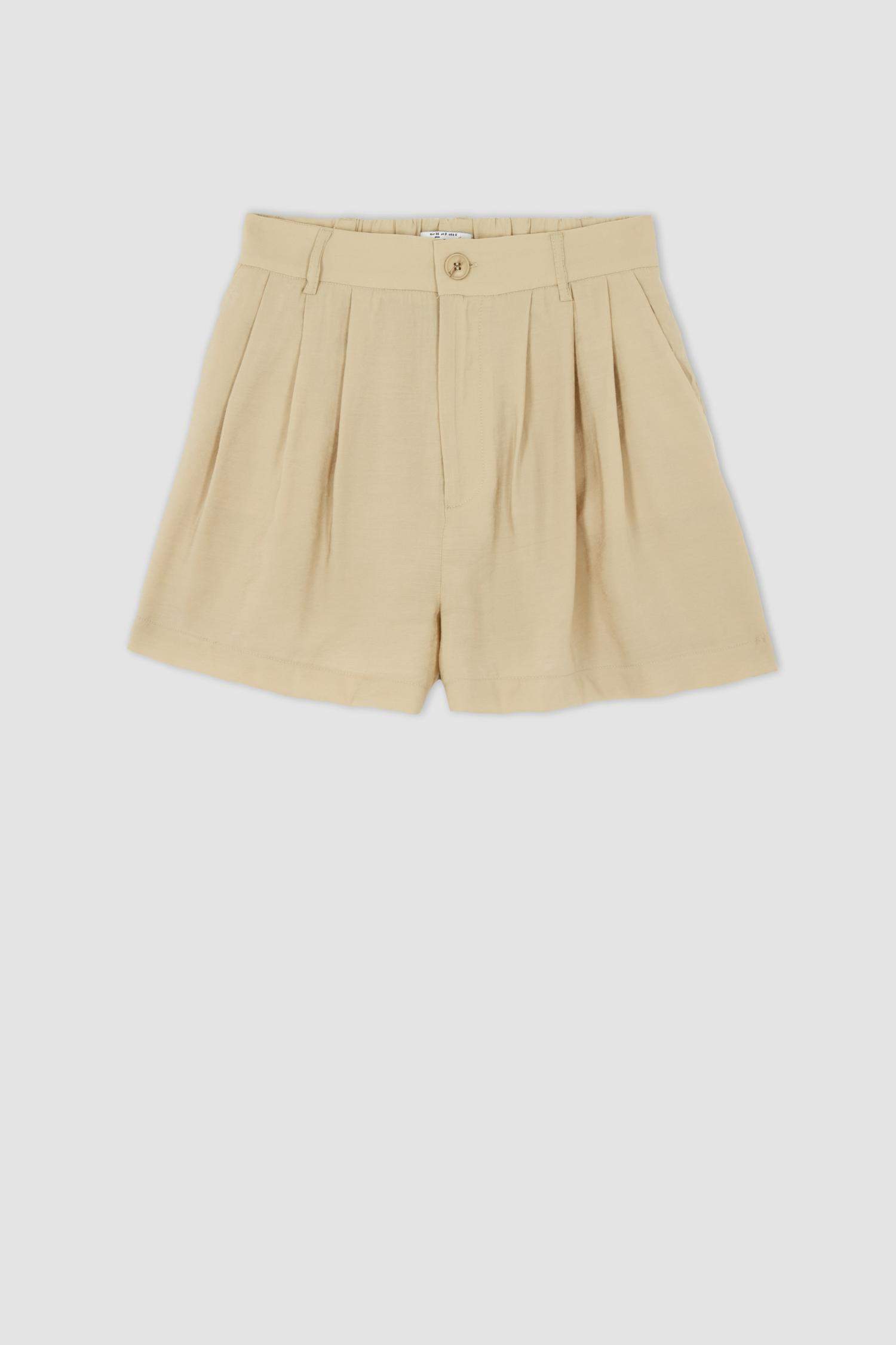 Beige WOMEN Regular Fit High Waisted Mini Short 2556773 | DeFacto