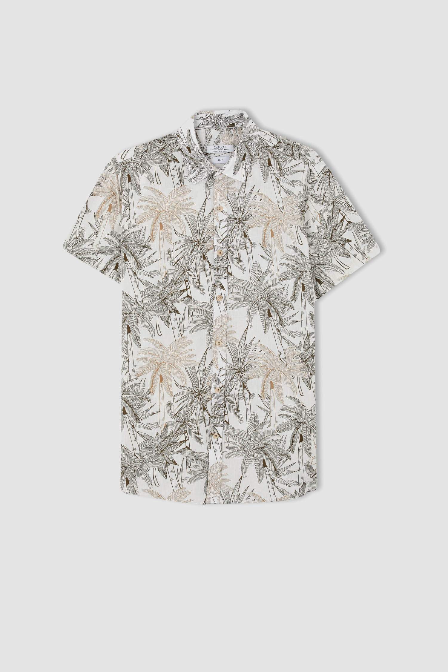 Рубашка с коротким рукавом приталенного кроя с цветочным принтом для мужчин