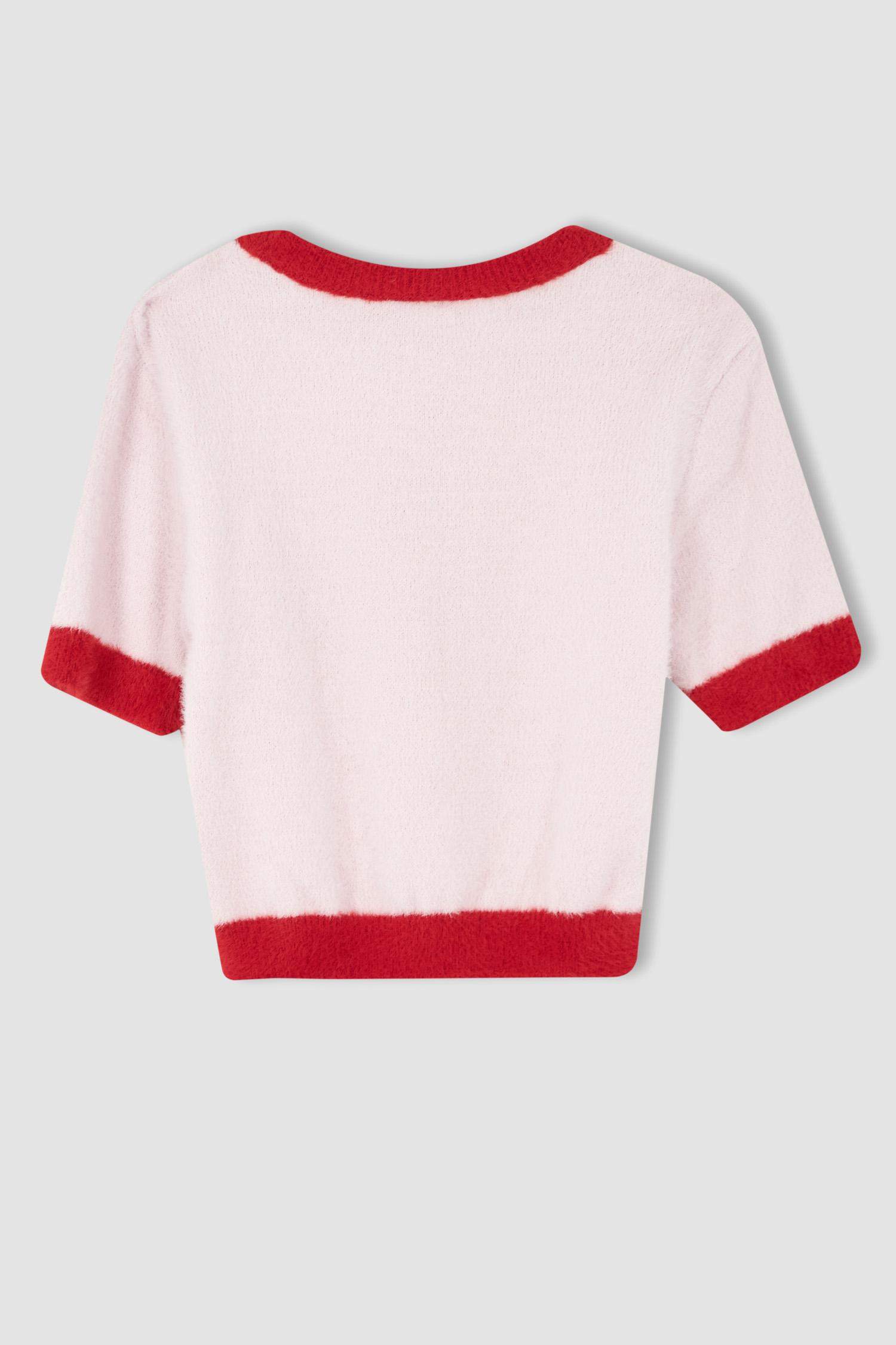 Slim Fit Crew Neck Heart Printed Pullover