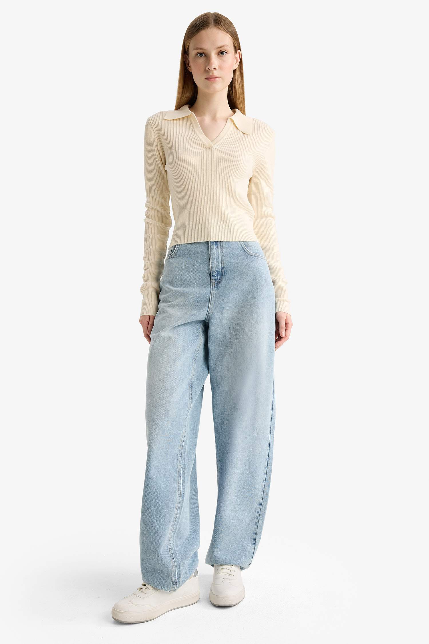 Slim Fit Polo Neck Knit Pullover