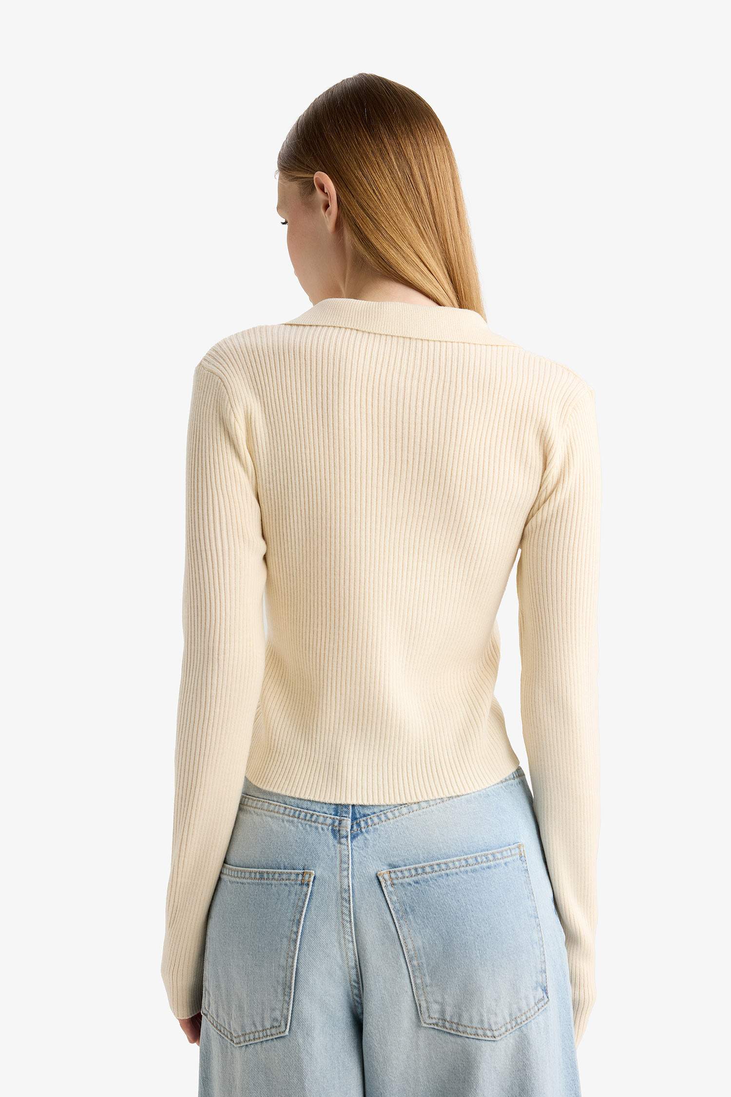 Slim Fit Polo Neck Knit Pullover