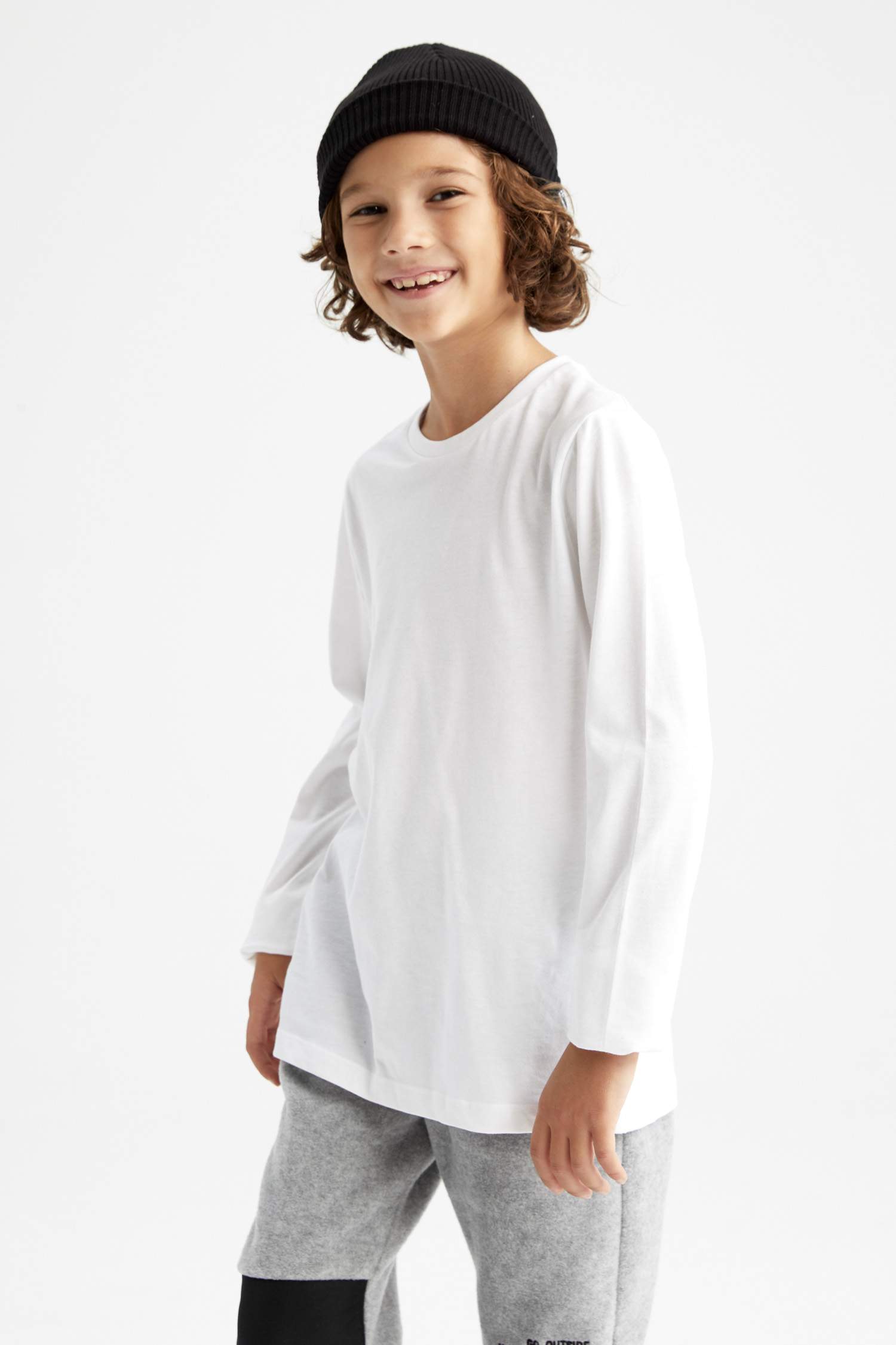 Boys Combed Cotton Regular Fit Crew Neck 2 Piece Long Sleeved T-Shirt