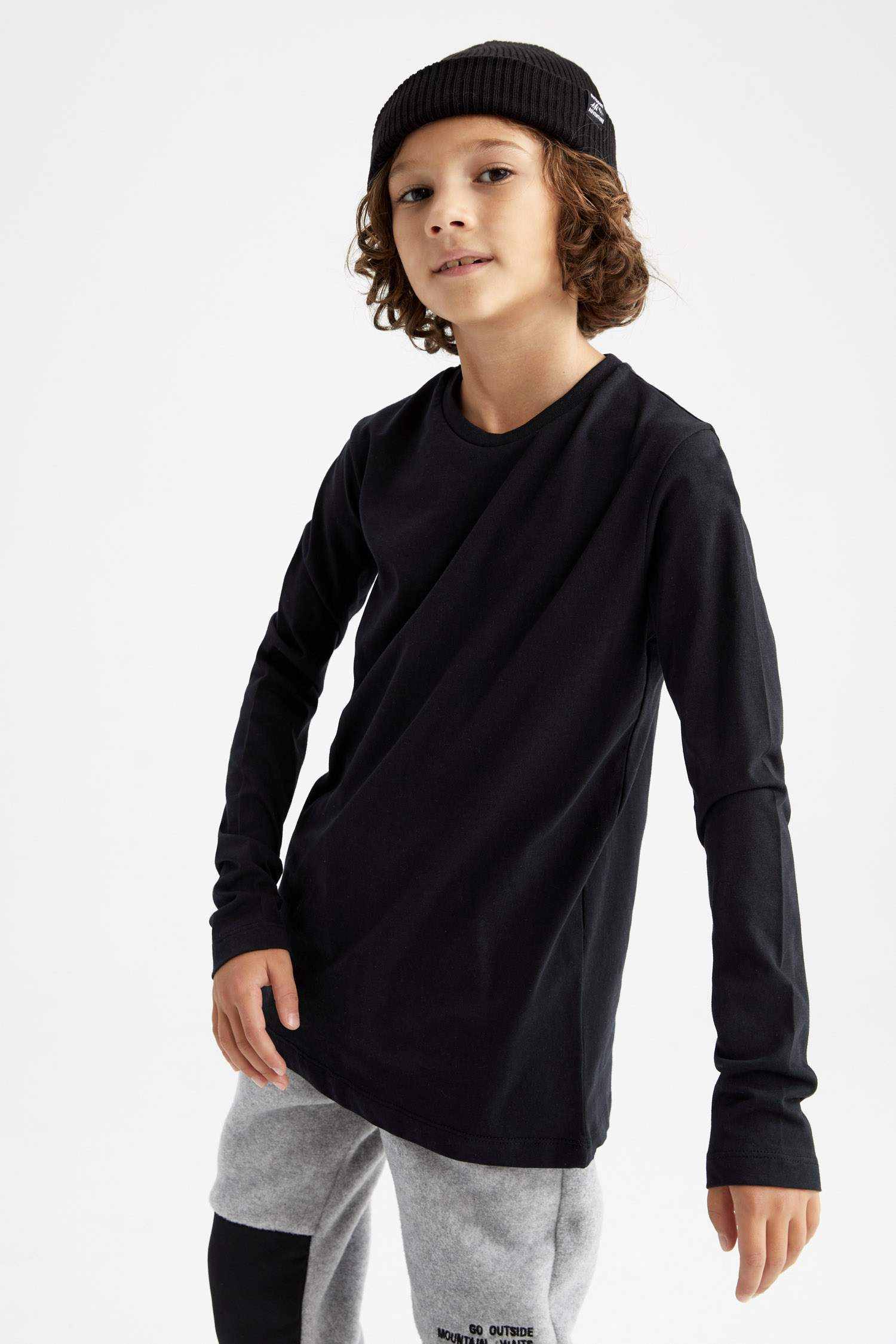 Boys Combed Cotton Regular Fit Crew Neck 2 Piece Long Sleeved T-Shirt