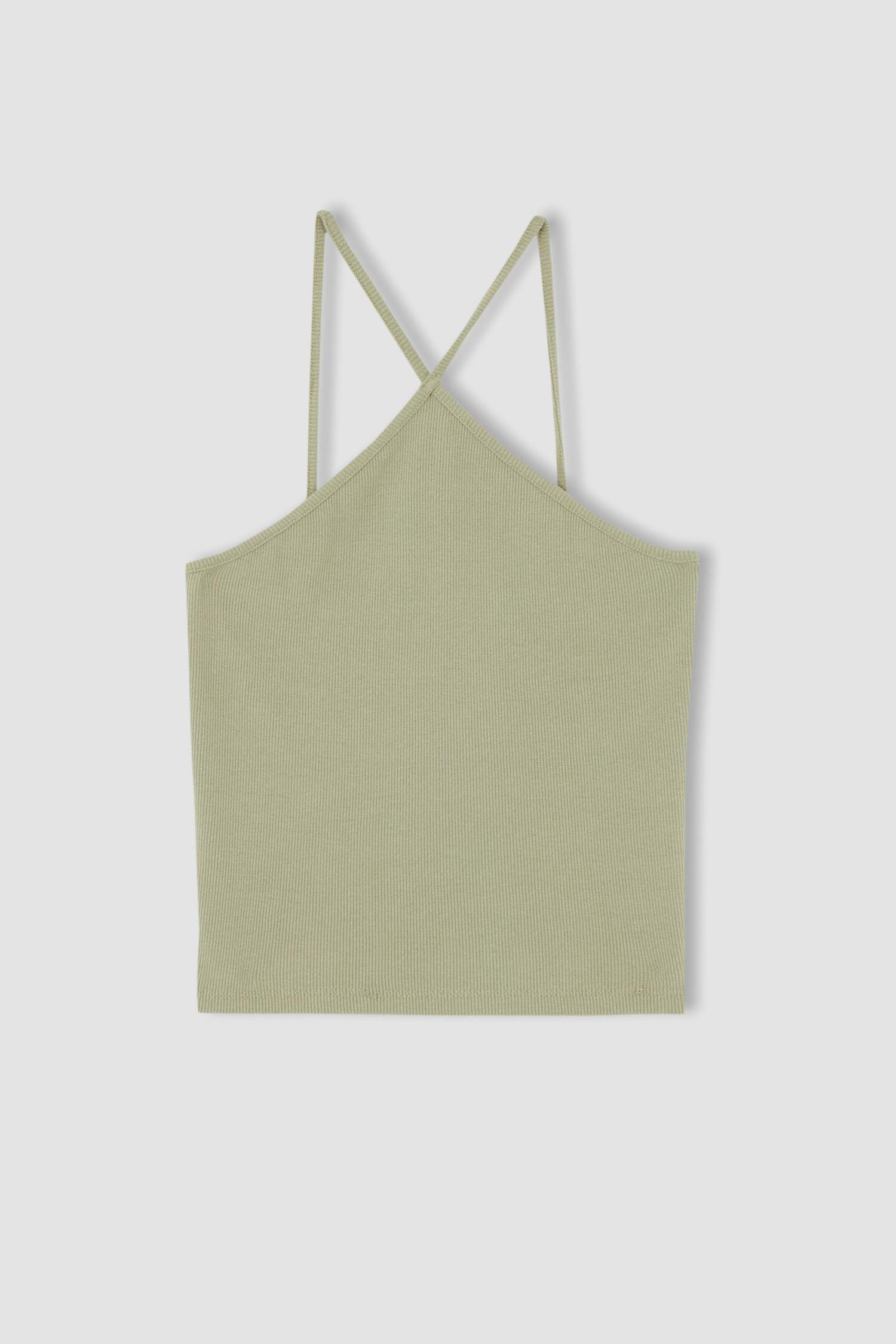 Fitted Halter Collar Camisole Singlet