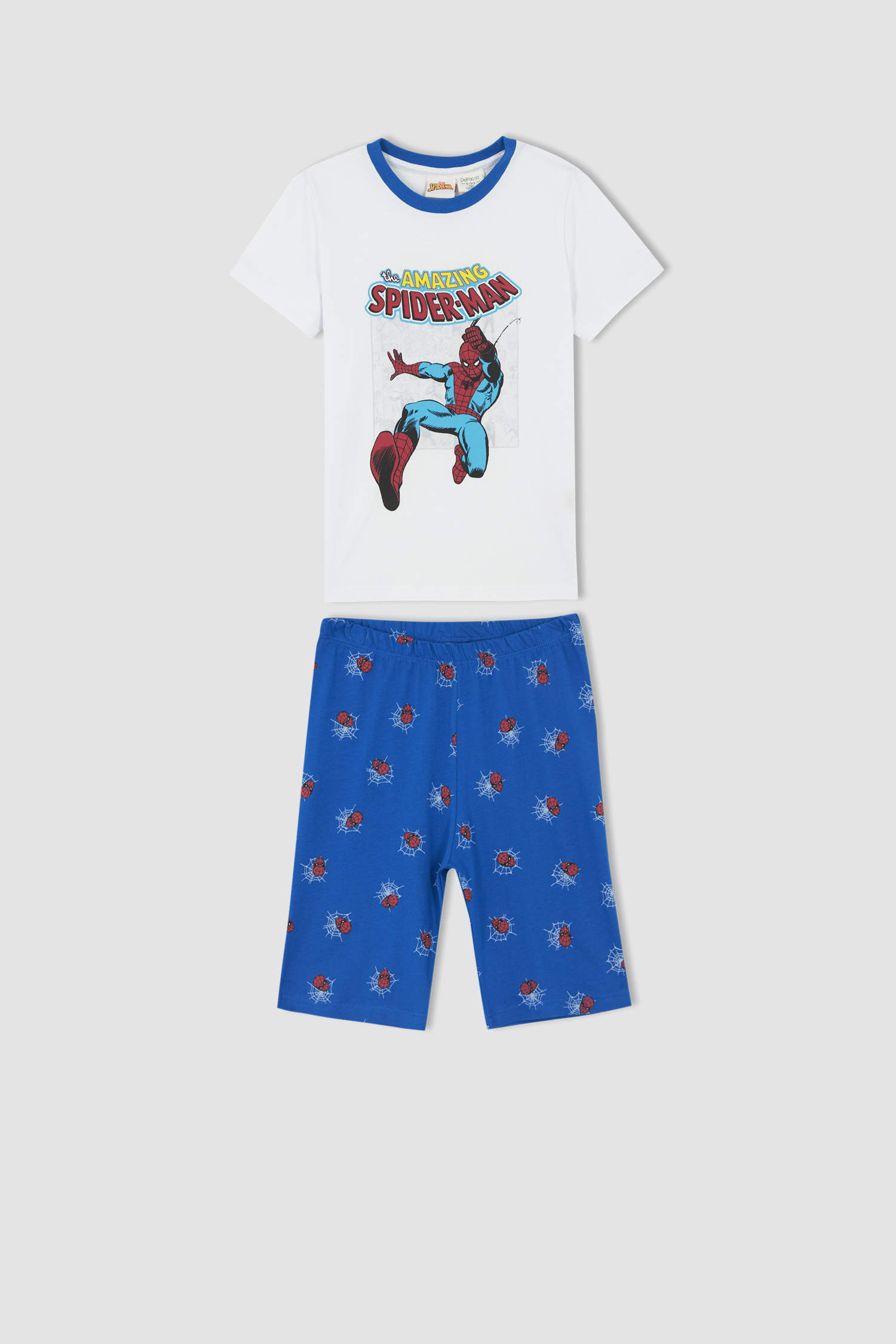 Defacto Erkek Çocuk Spiderman Lisanslı Regular Fit Pamuklu Kısa Kollu Şort Pijama Takım. 1