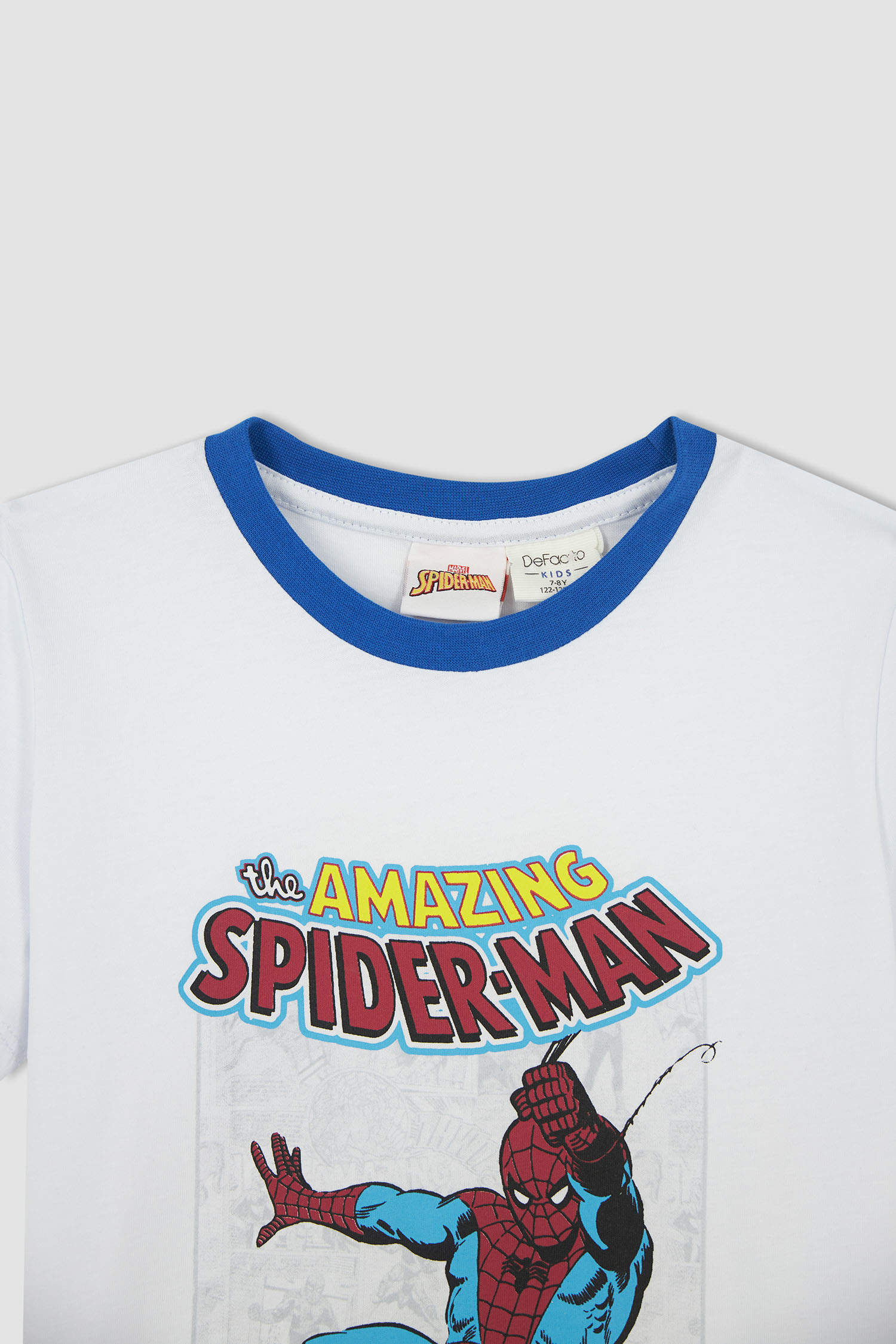 Defacto Erkek Çocuk Spiderman Lisanslı Regular Fit Pamuklu Kısa Kollu Şort Pijama Takım. 4