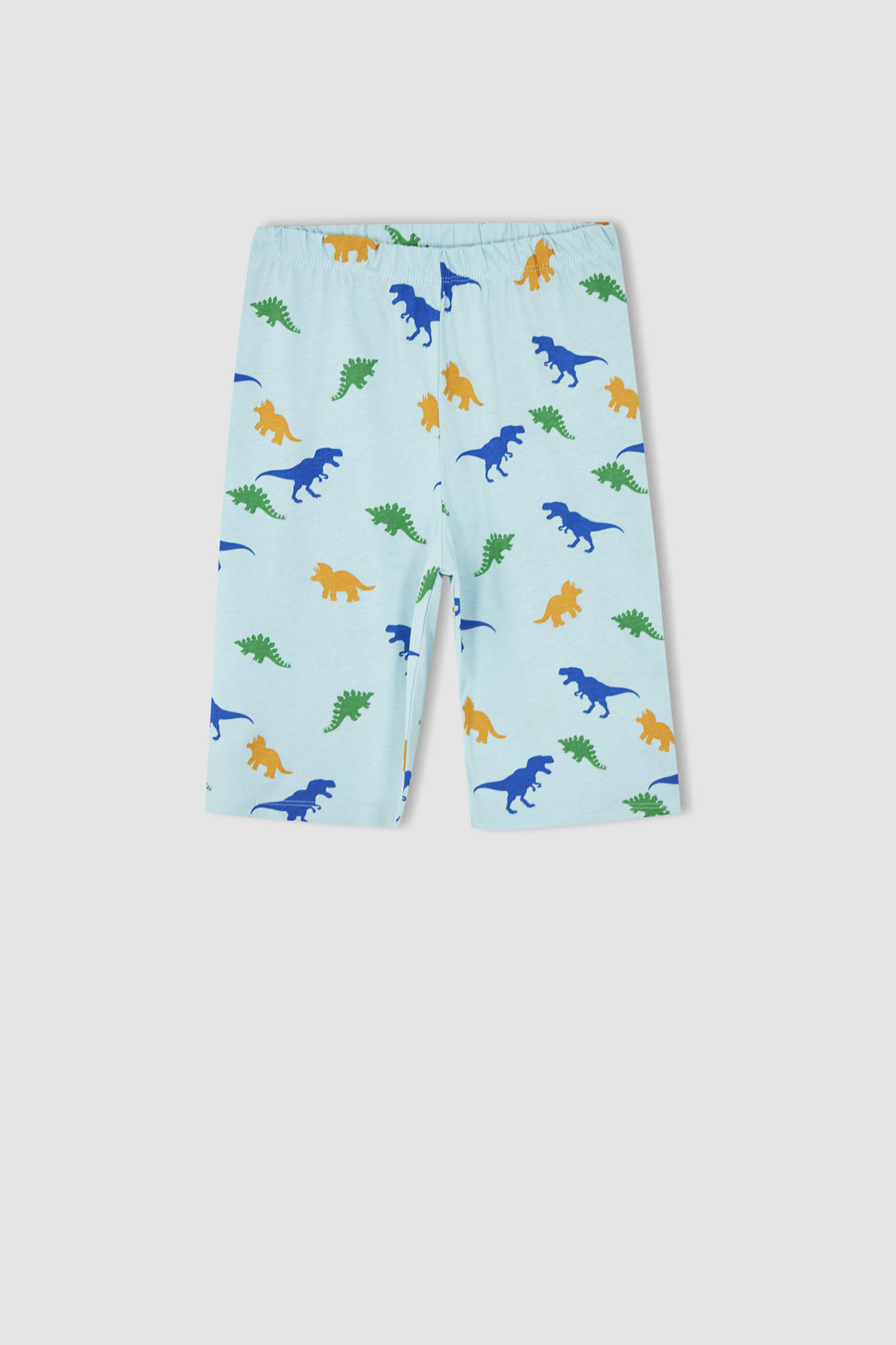 Defacto Erkek Çocuk Regular Fit Dinozor Desenli Kısa Kollu Pamuklu Şort Pijama Takım. 1