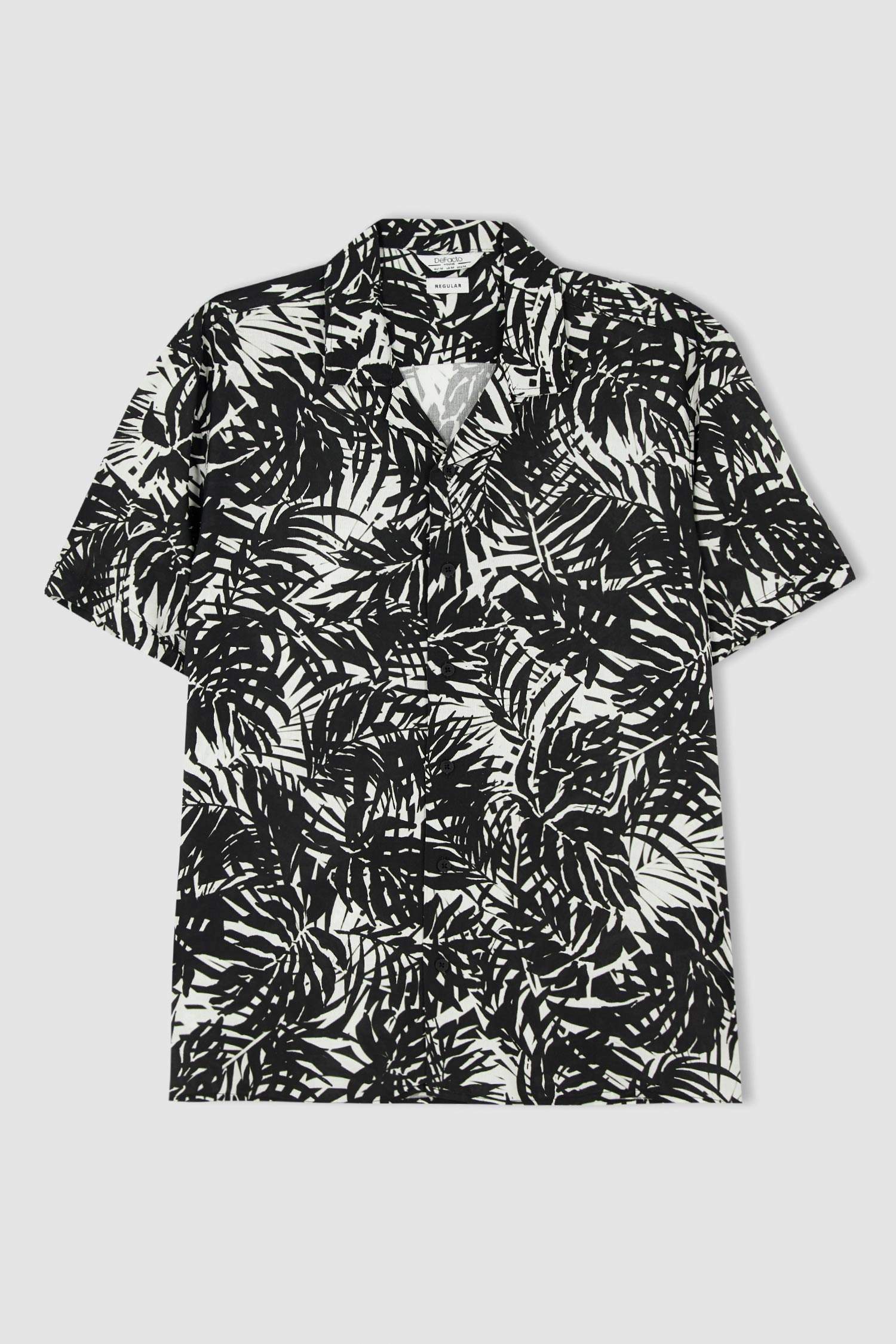 Defacto Regular Fit Baskılı Viskon Kısa Kollu Hawaii Gömlek. 6