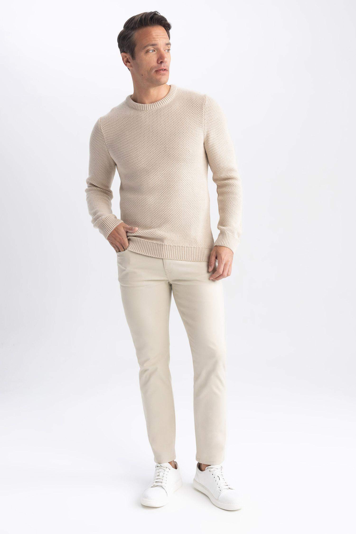 стандарт пішім дөңгелек жаға трикотаж Пулловер