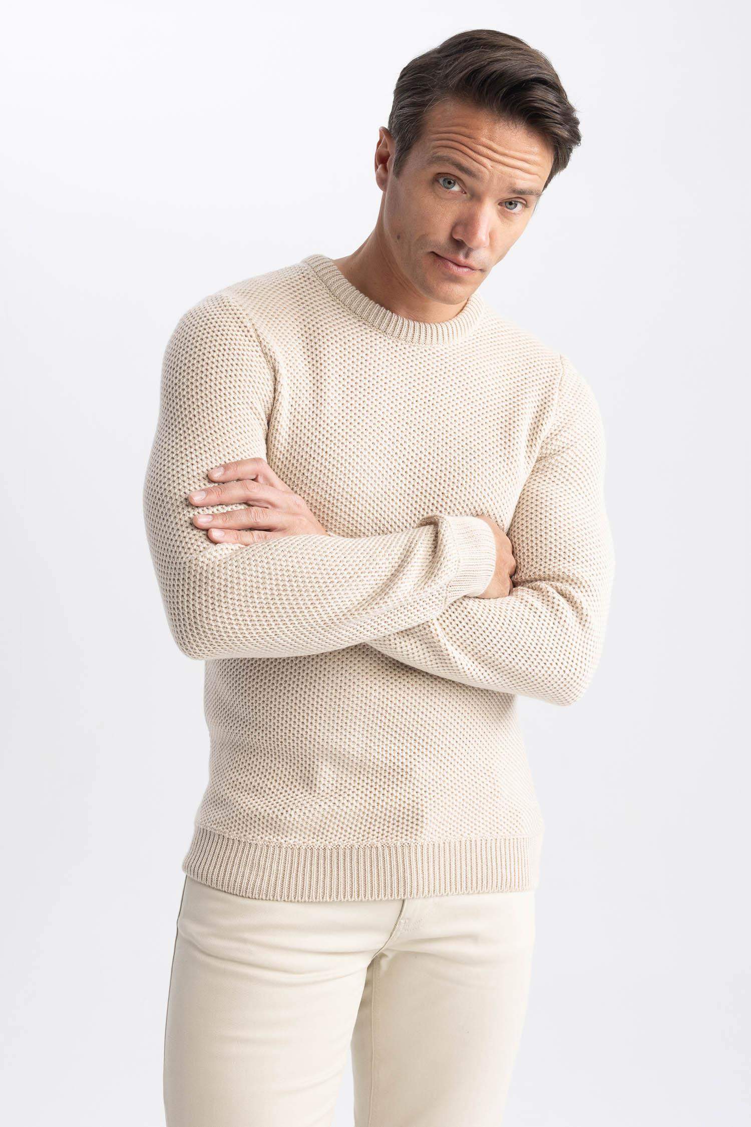 стандарт пішім дөңгелек жаға трикотаж Пулловер