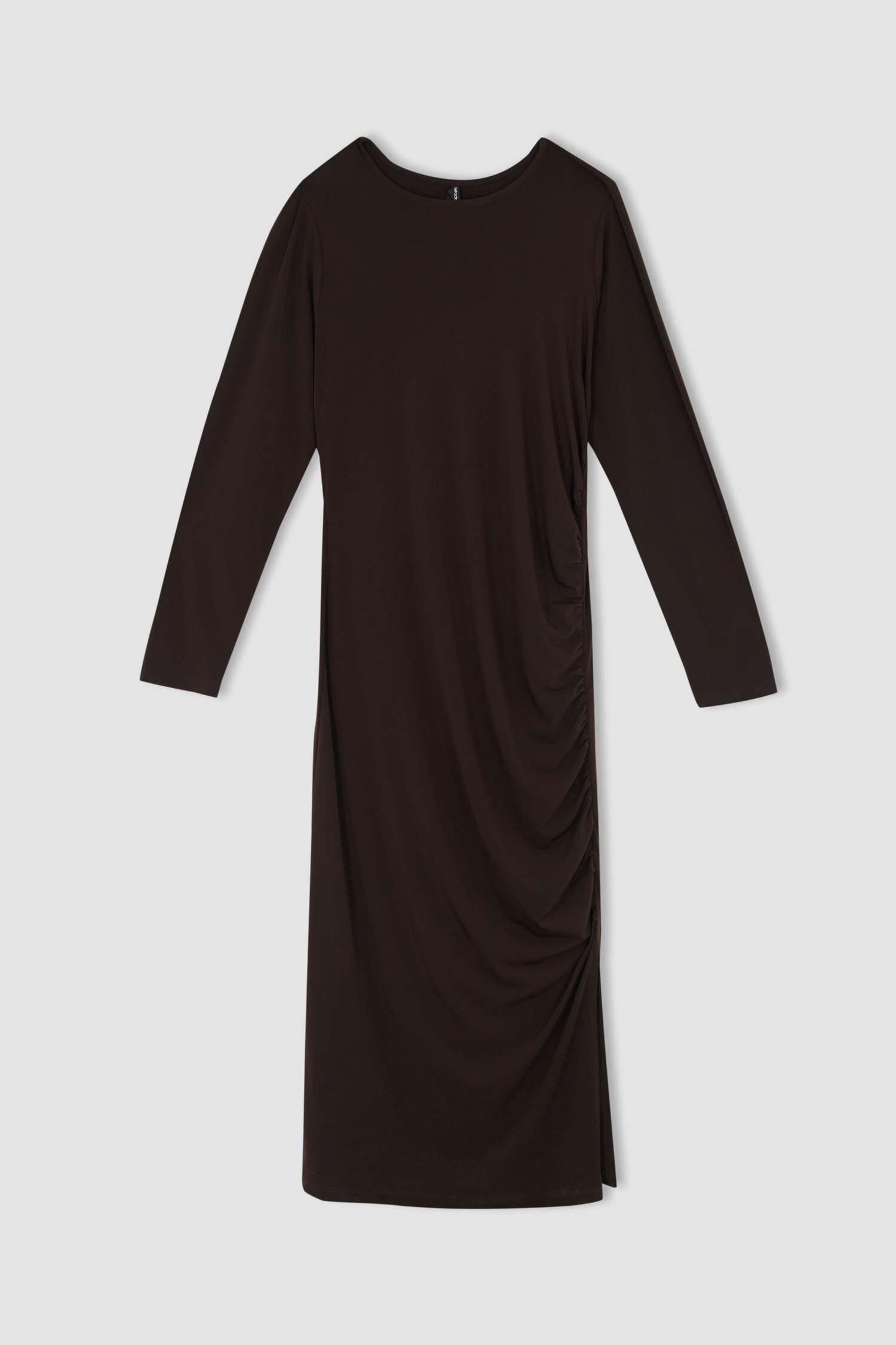Brown Woman Crew Neck Long Sleeve Maxi Dress 2498320 DeFacto