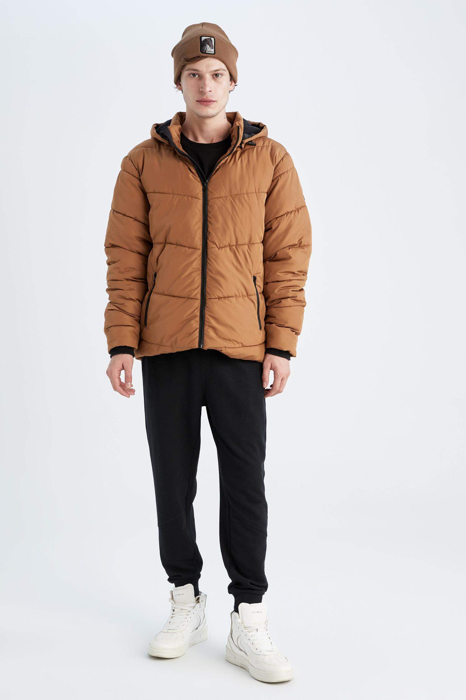 Rüzgar Geçirmez Su itici DeFactoFit Kapüşonlu İçi Polarlı Şişme Mont