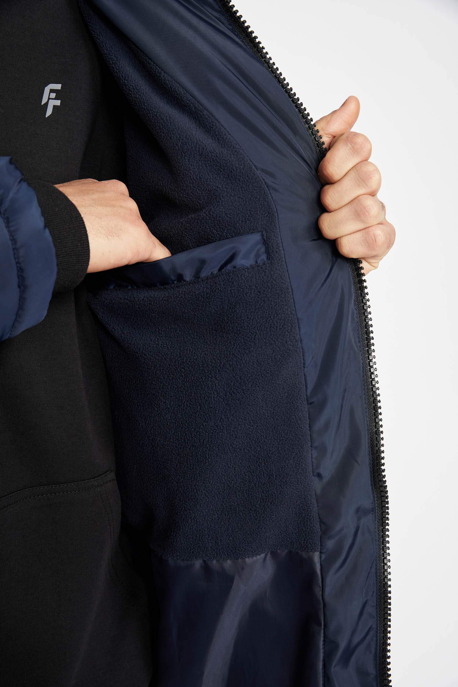 DeFactoFit Fleece Lined Long Puffer Jacket