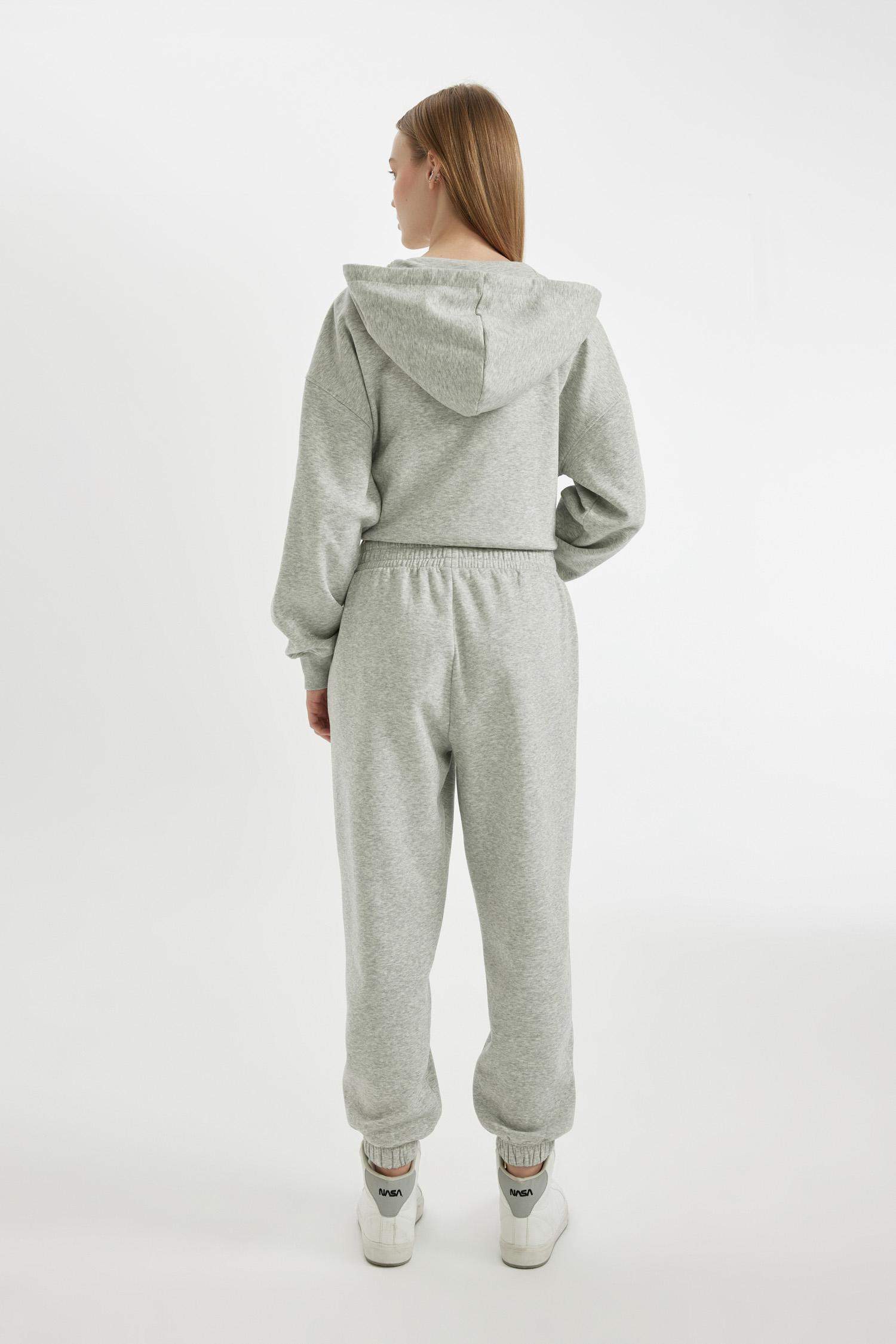 Jogger Eşofman Altı Baskılı Beli Paçası Lastikli Cepli Basic Düz