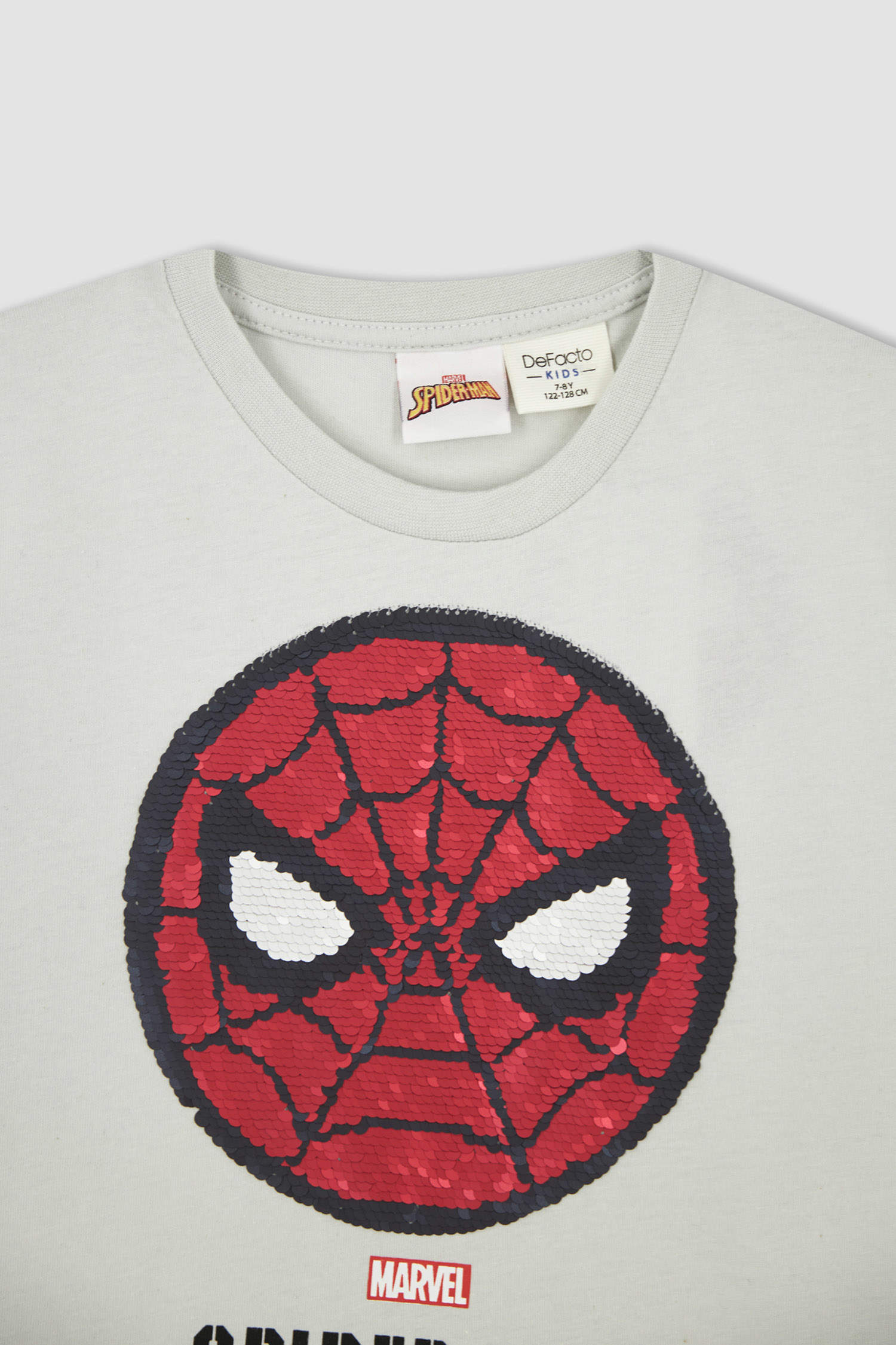 Defacto Erkek Çocuk Marvel Spiderman Regular Fit Bisiklet Yaka Payetli Kısa Kollu Tişört. 2