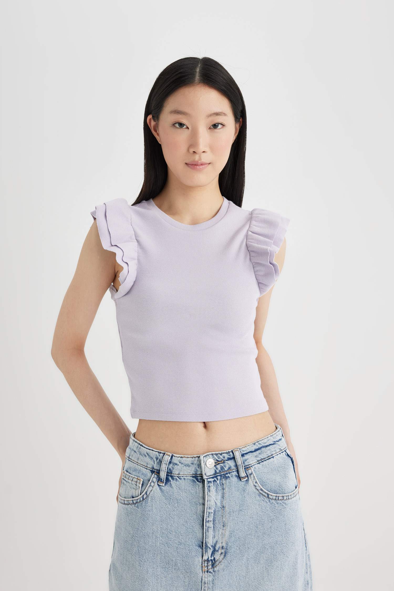 Slim Fit Crew Neck Camisole Short Sleeve T-Shirt