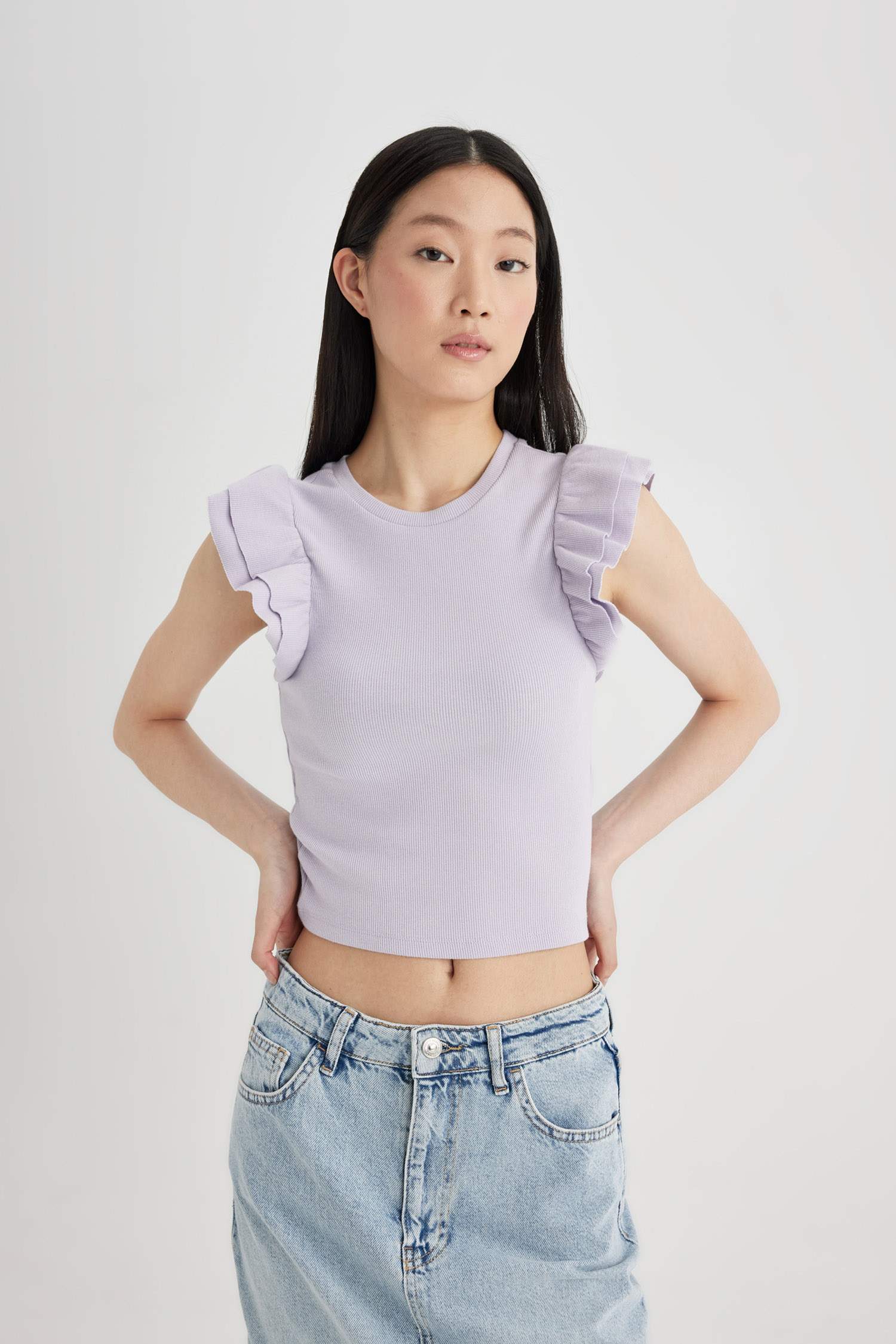 Slim Fit Crew Neck Camisole Short Sleeve T-Shirt