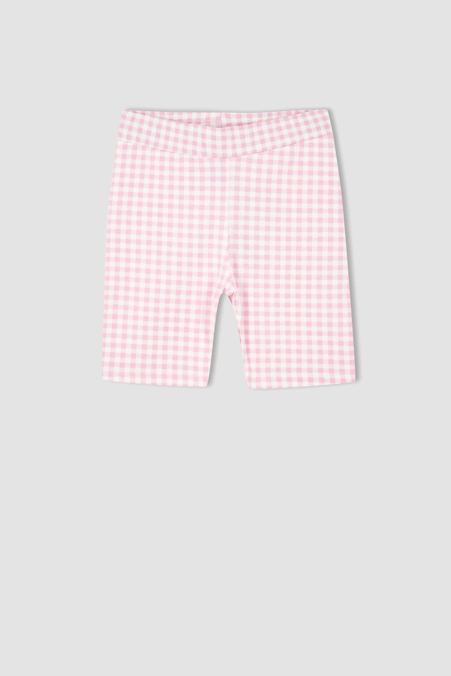 Girl Check Print Biker Leggings