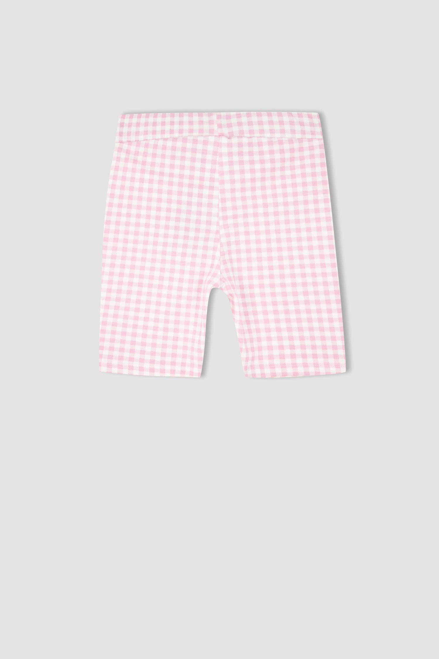 Girl Check Print Biker Leggings