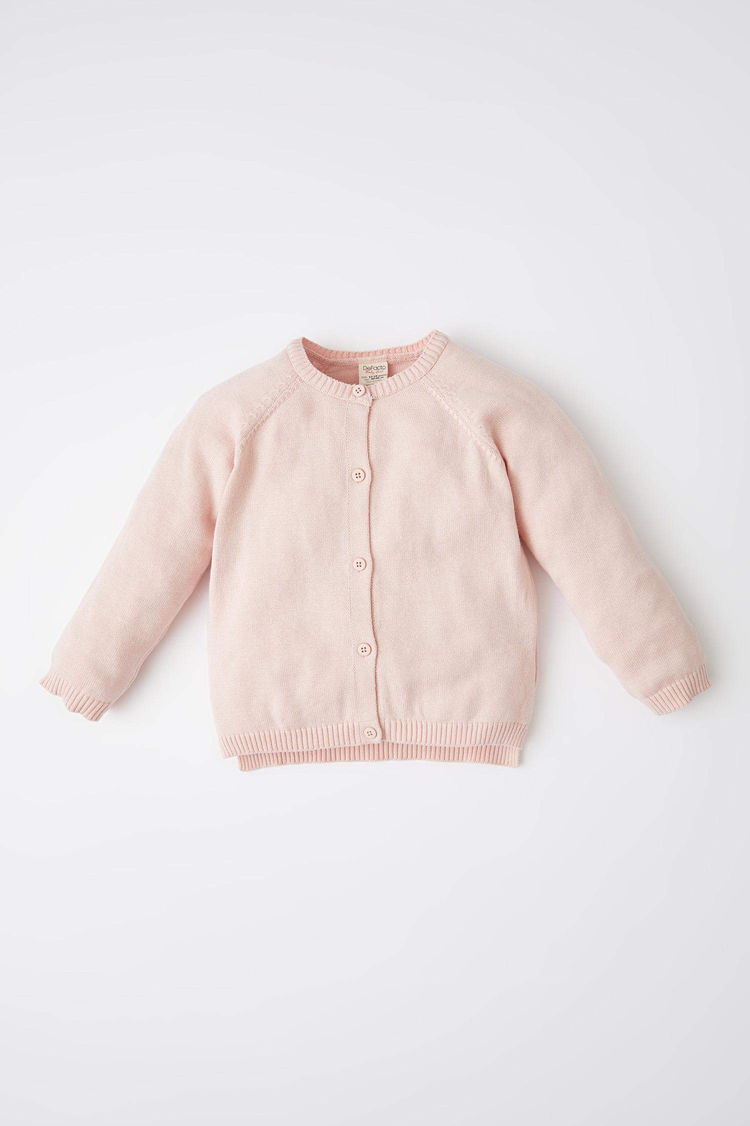 Pink BABY GIRL Baby Girl Crew Neck Cotton Cardigan 2500020 DeFacto