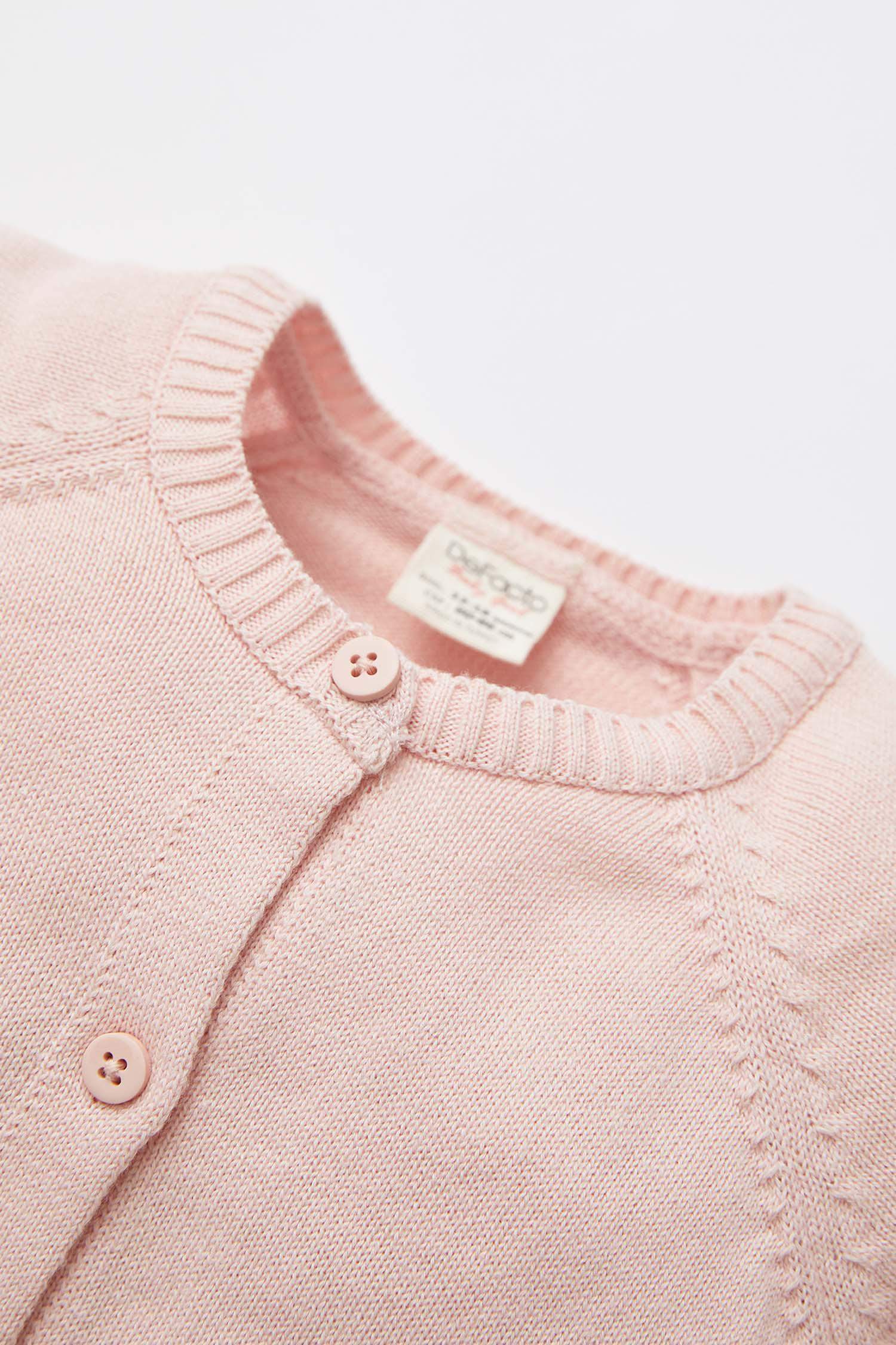 Pink BABY GIRL Baby Girl Crew Neck Cotton Cardigan 2500020 DeFacto