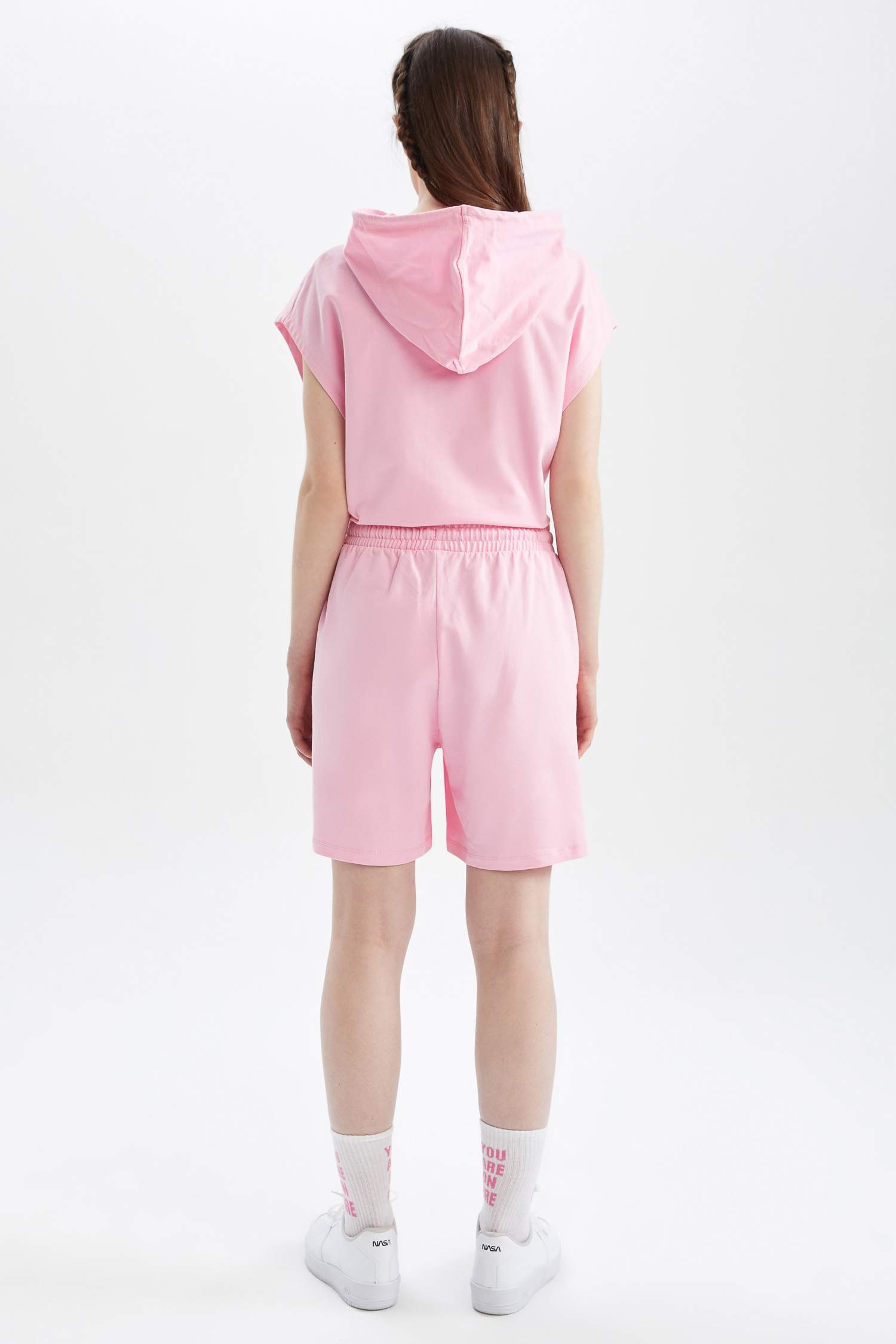 Regular Fit High Waisted Minimal Slogan Print Short