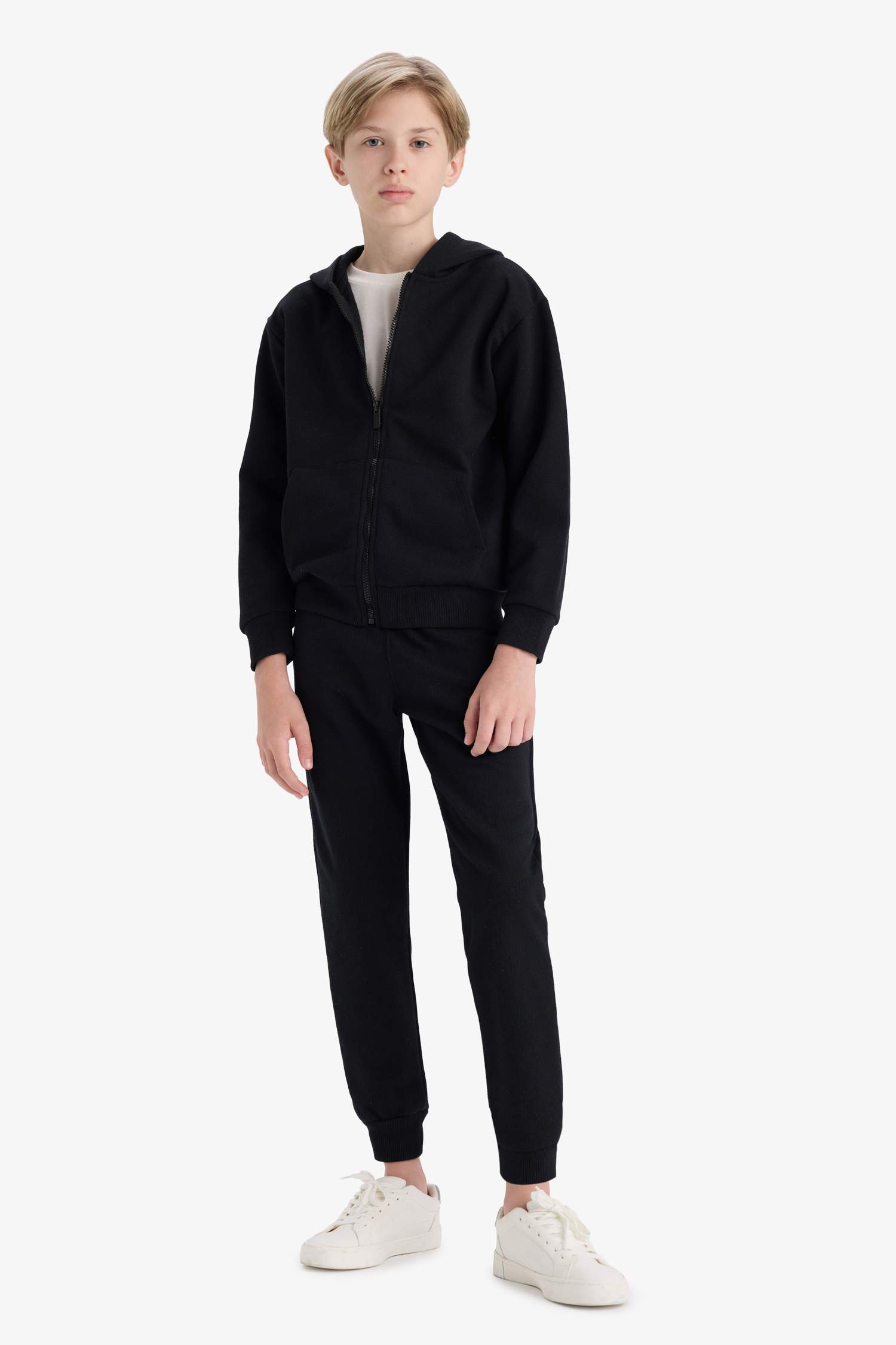 Boy Hooded School Zippered Sweatshirt