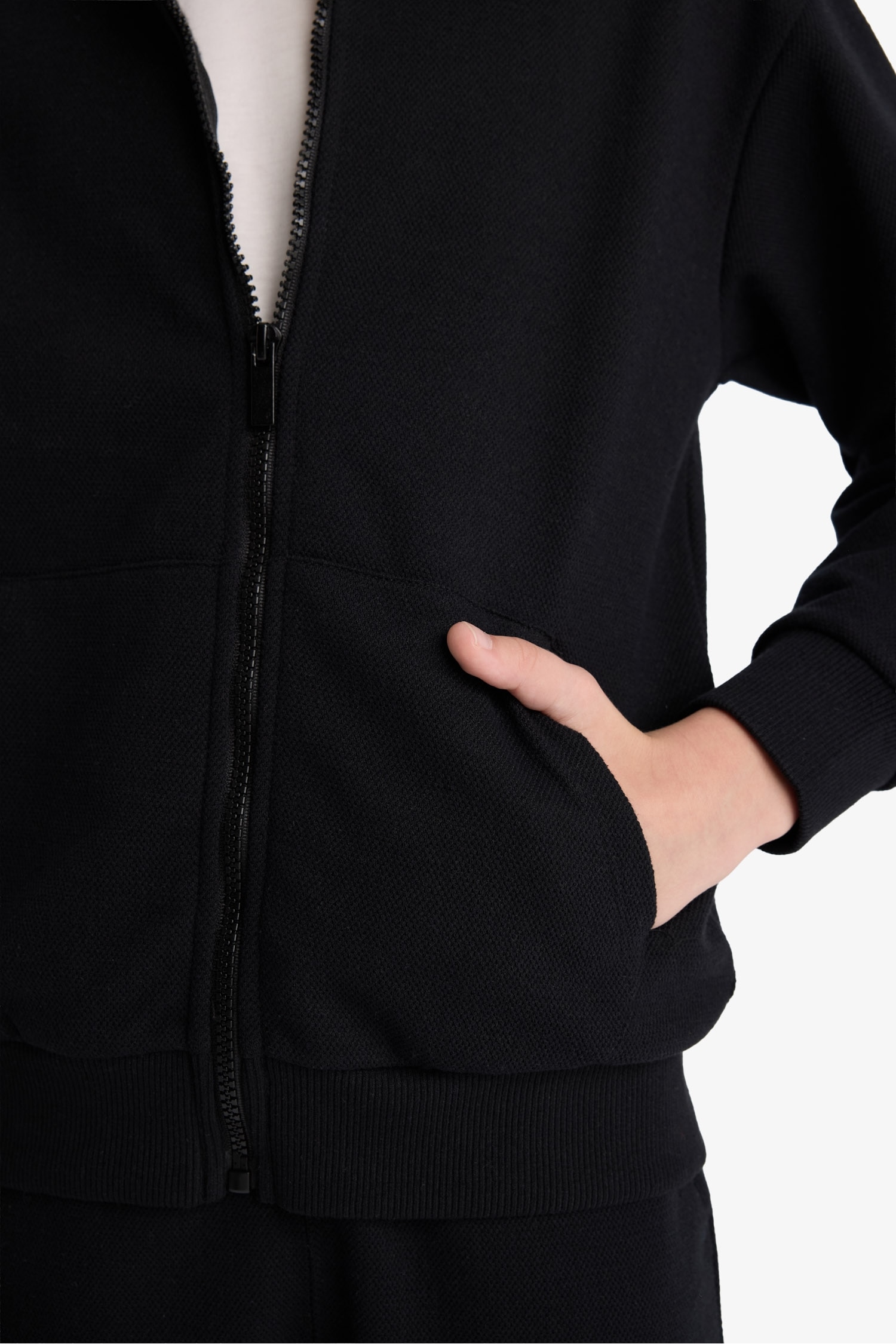 Boy Hooded School Zippered Sweatshirt